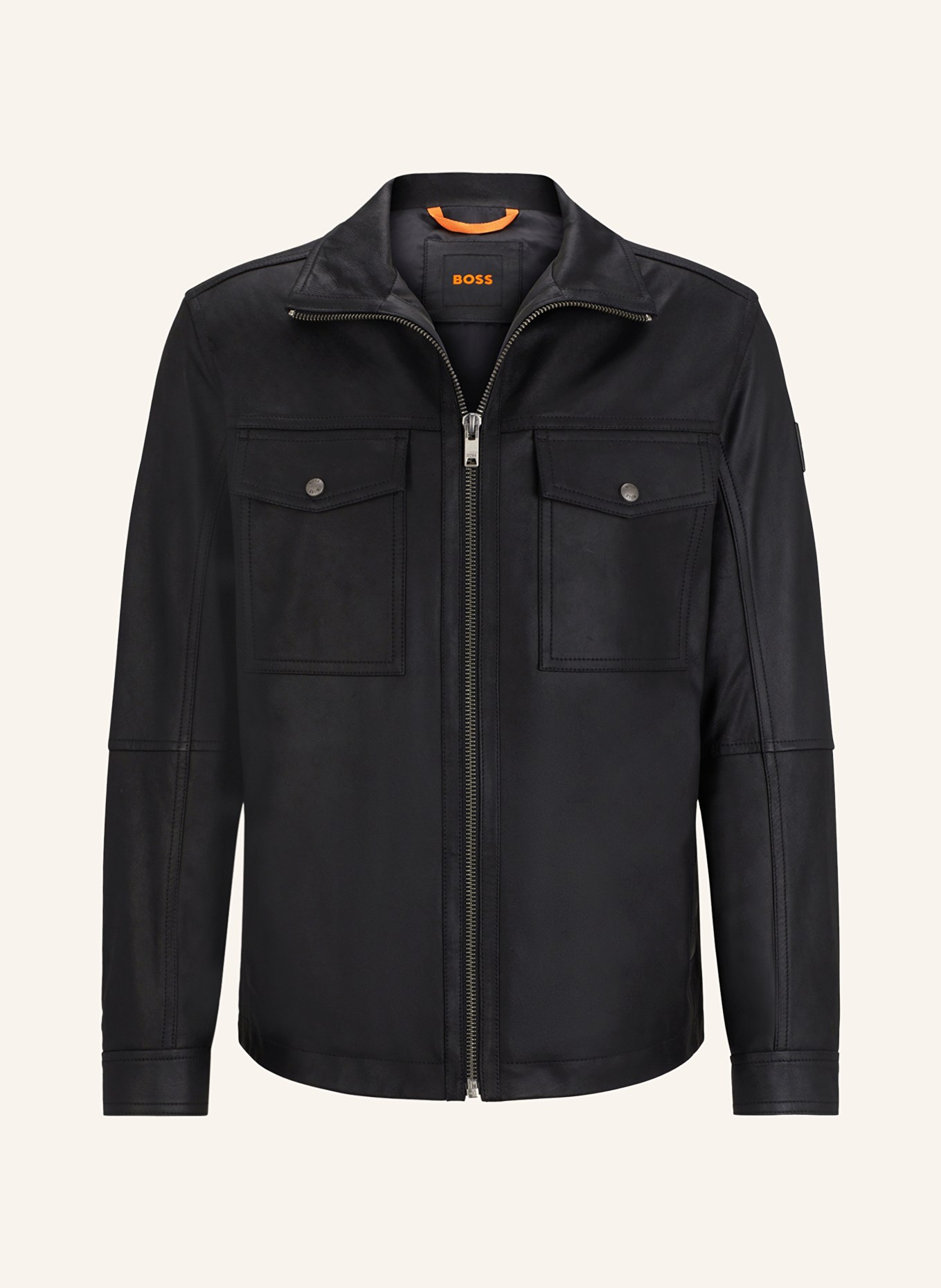 BOSS Leather jacket JONOVA1, Color: BLACK (Image 1)