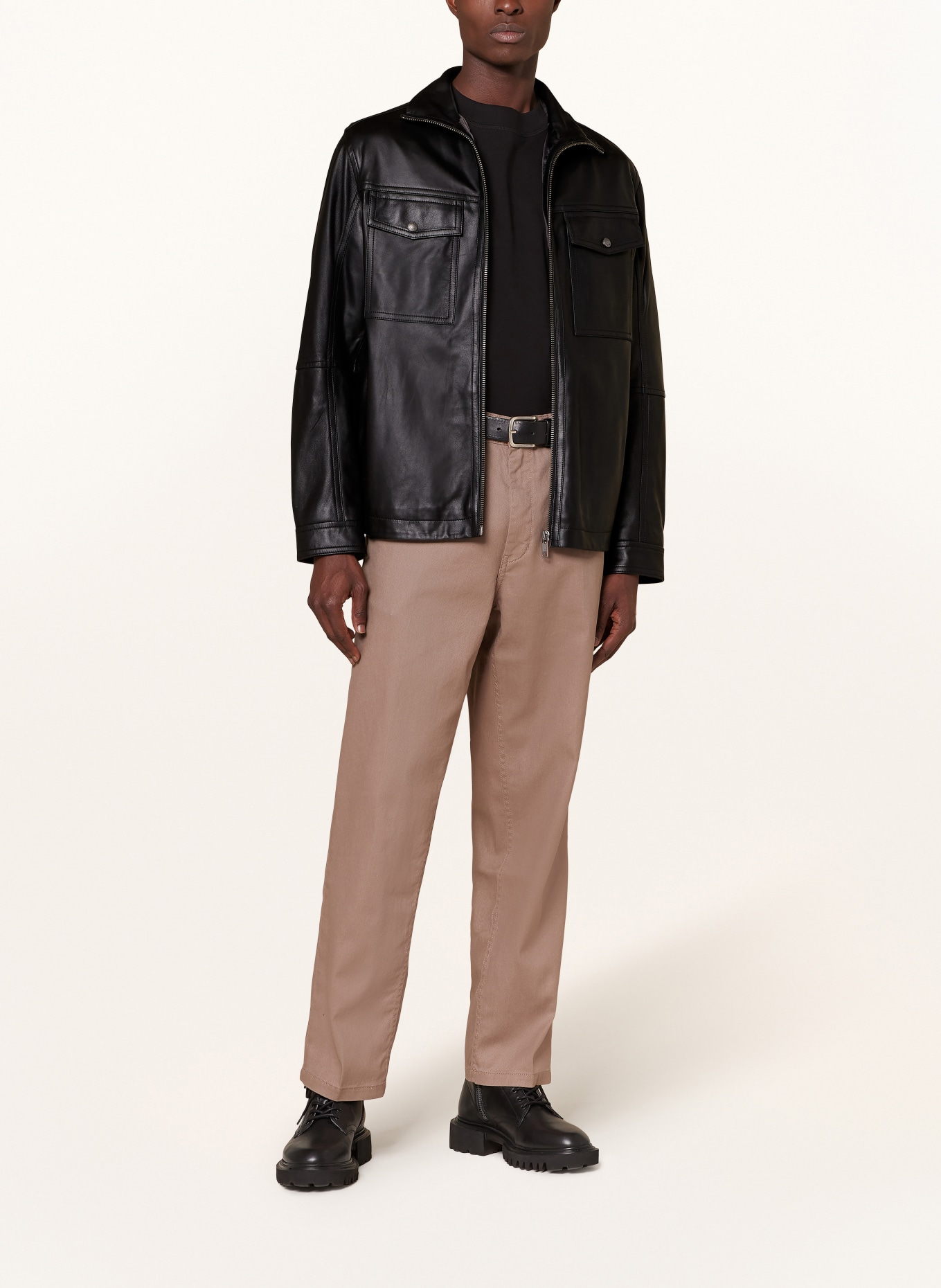 BOSS Leather jacket JONOVA1, Color: BLACK (Image 2)