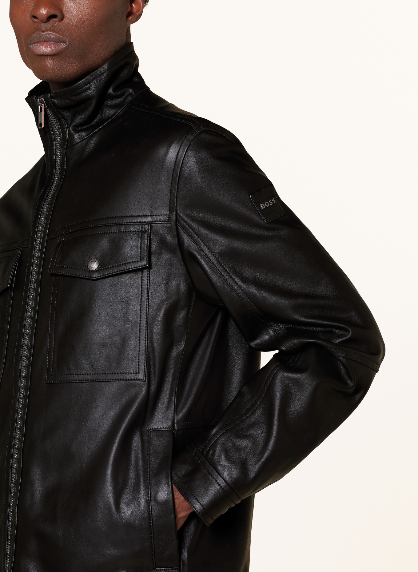 BOSS Leather jacket JONOVA1, Color: BLACK (Image 4)