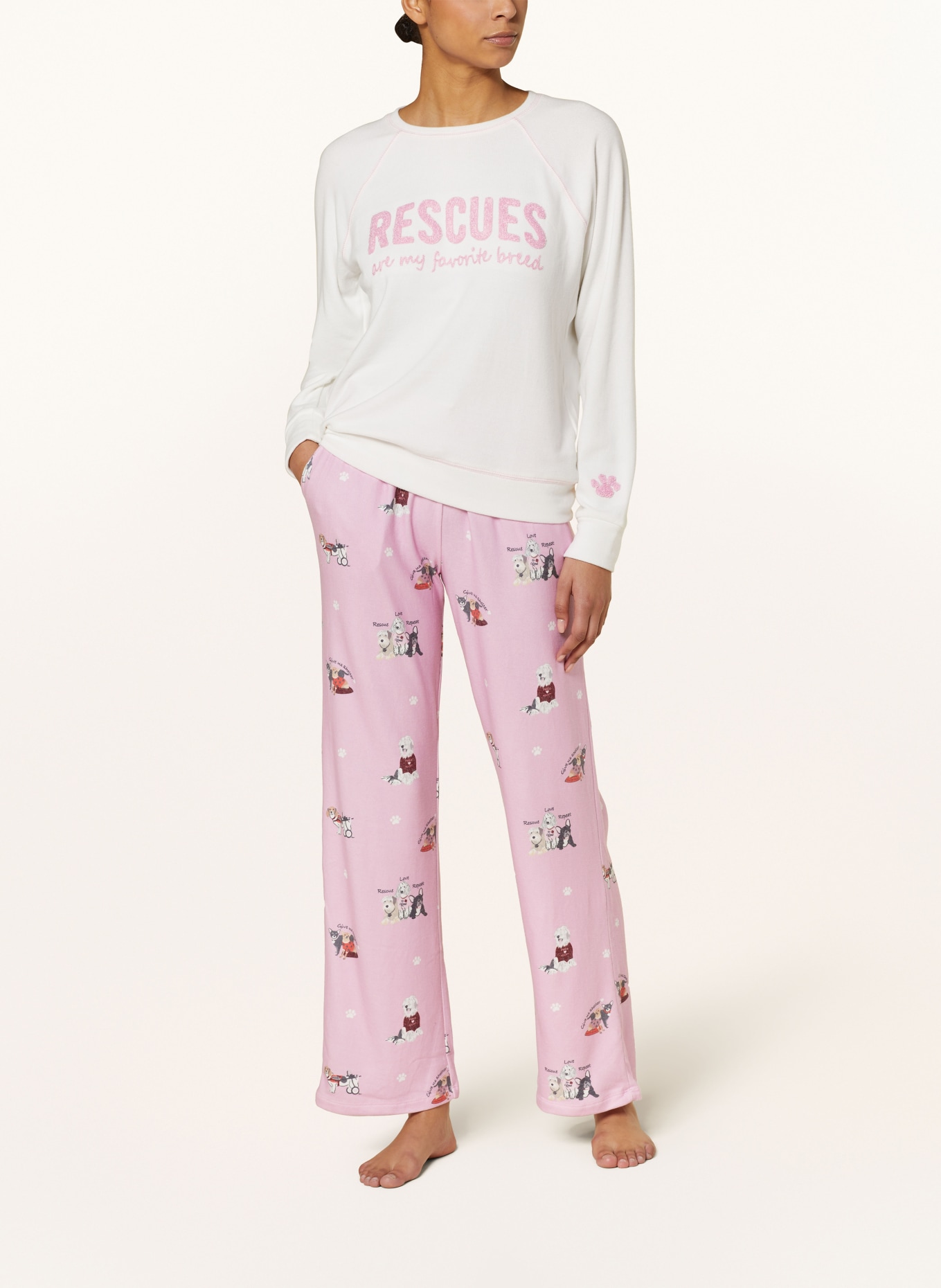 P.J.Salvage Pajamas, Color: WHITE/ PINK/ GRAY (Image 2)