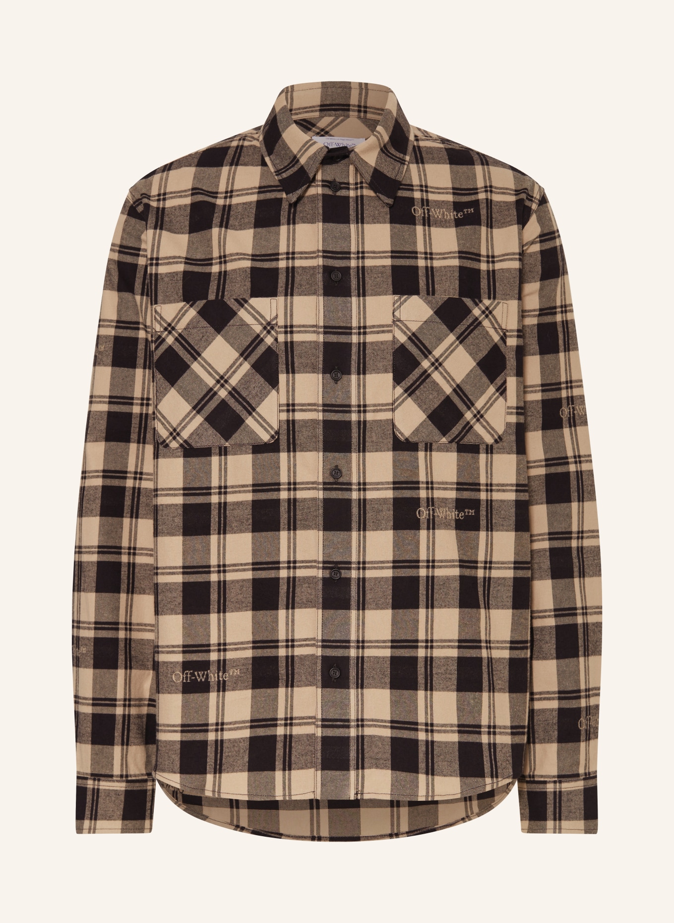 Off-White Flannel shirt comfort fit, Color: BEIGE/ BLACK (Image 1)