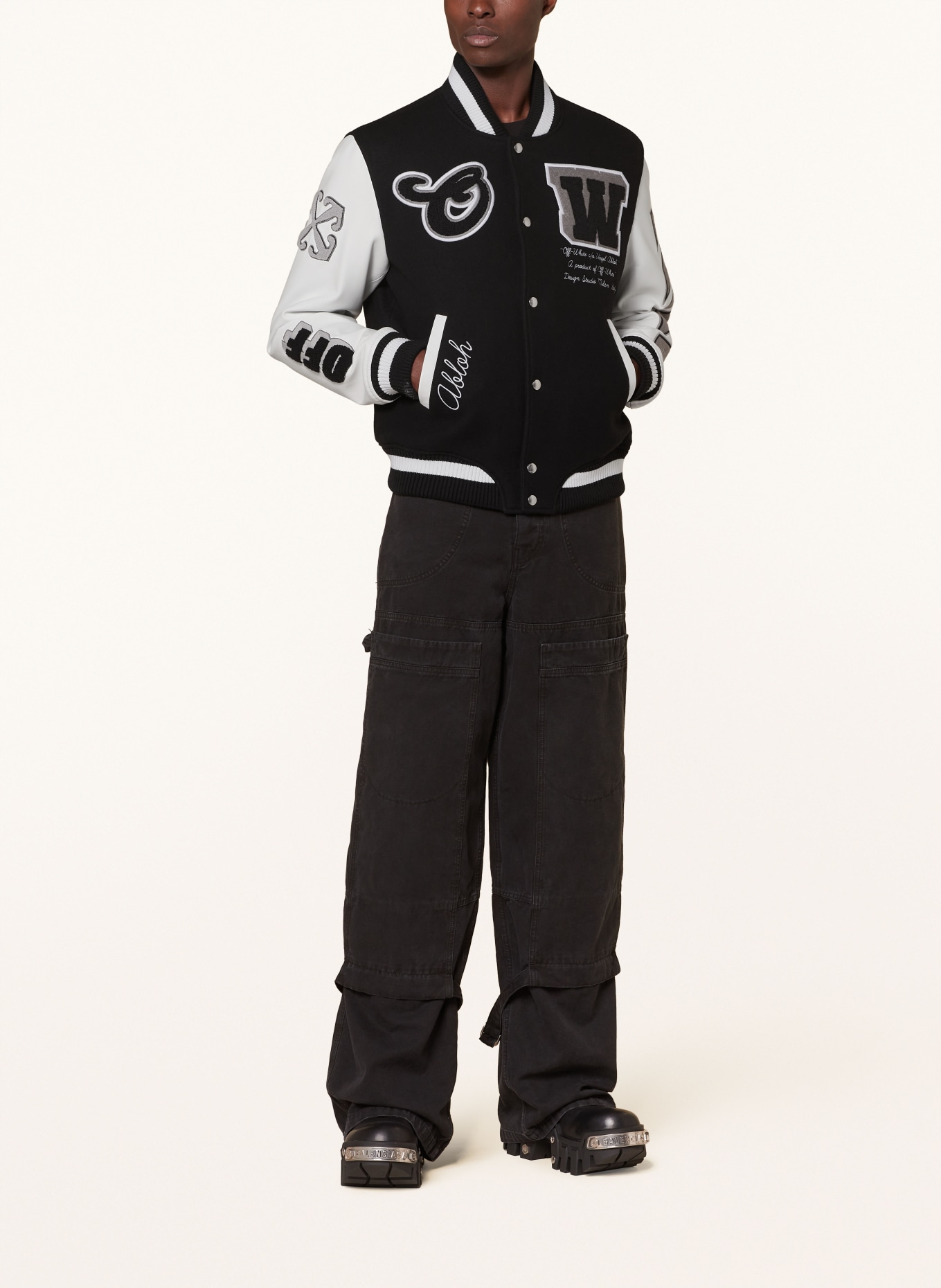 Off-White College jacket in mixed materials, Color: BLACK/ WHITE (Image 2)