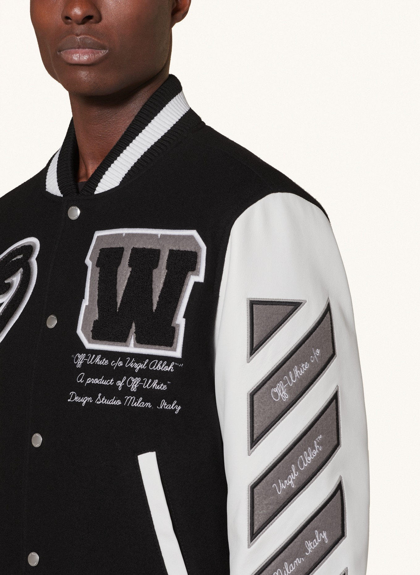 Off-White College jacket in mixed materials, Color: BLACK/ WHITE (Image 4)