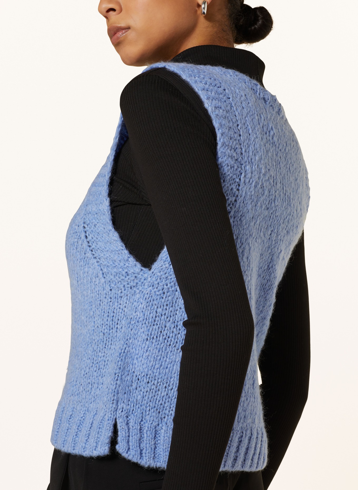 oui Sweater vest, Color: LIGHT BLUE (Image 4)