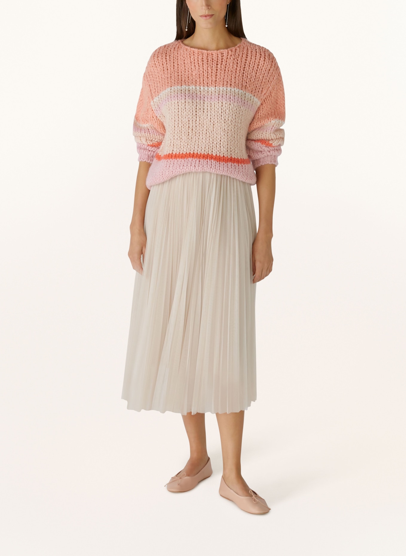 oui Sweater, Color: LIGHT ORANGE/ ROSE (Image 2)