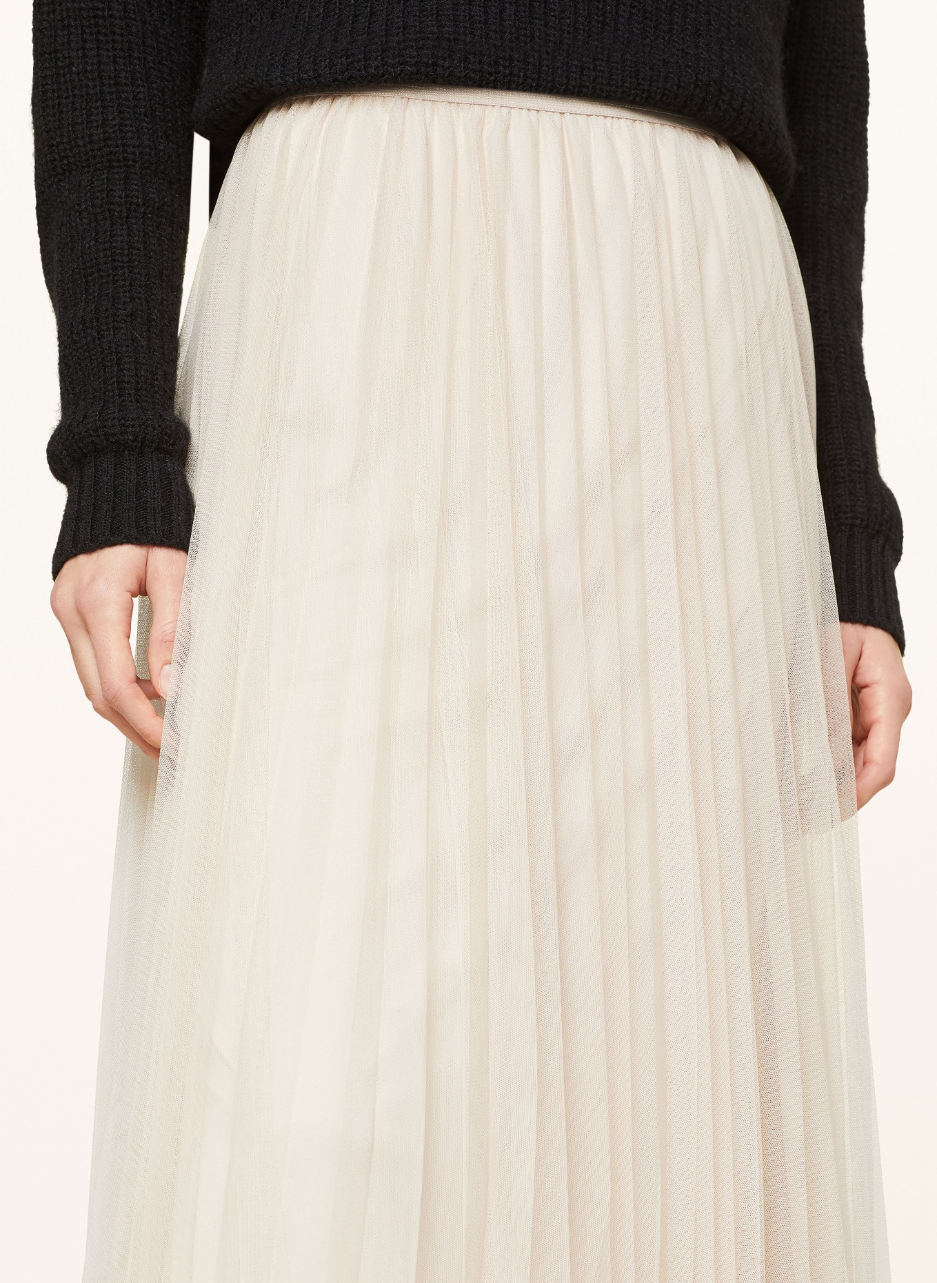 oui Pleated tulle skirt, Color: LIGHT BROWN (Image 4)