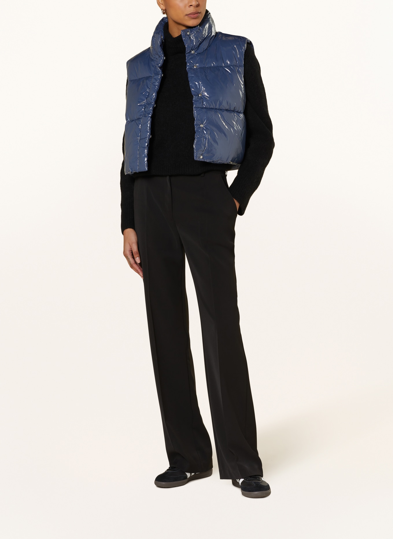 oui Cropped quilted vest, Color: BLUE (Image 2)