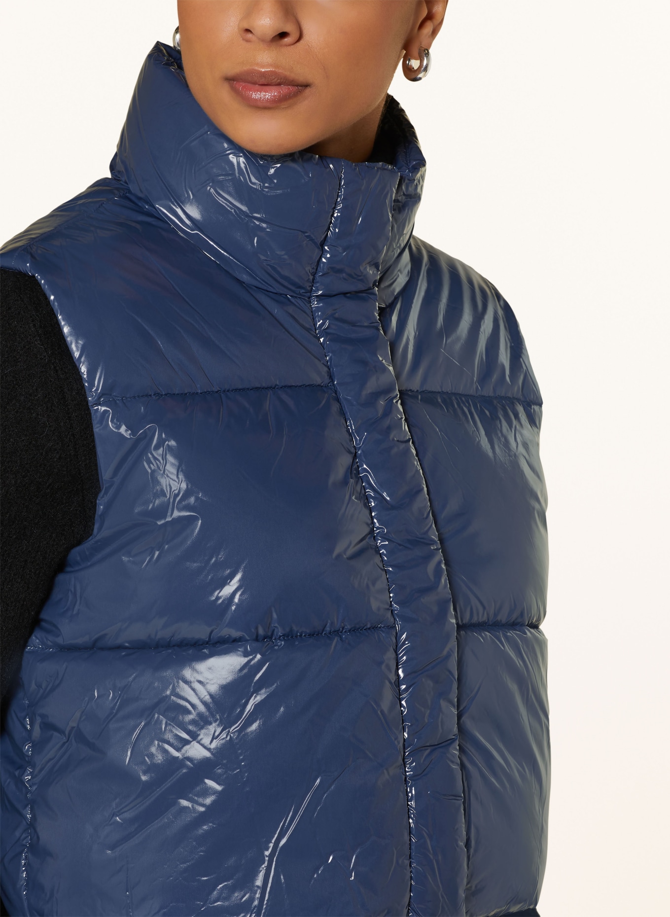 oui Cropped quilted vest, Color: BLUE (Image 4)