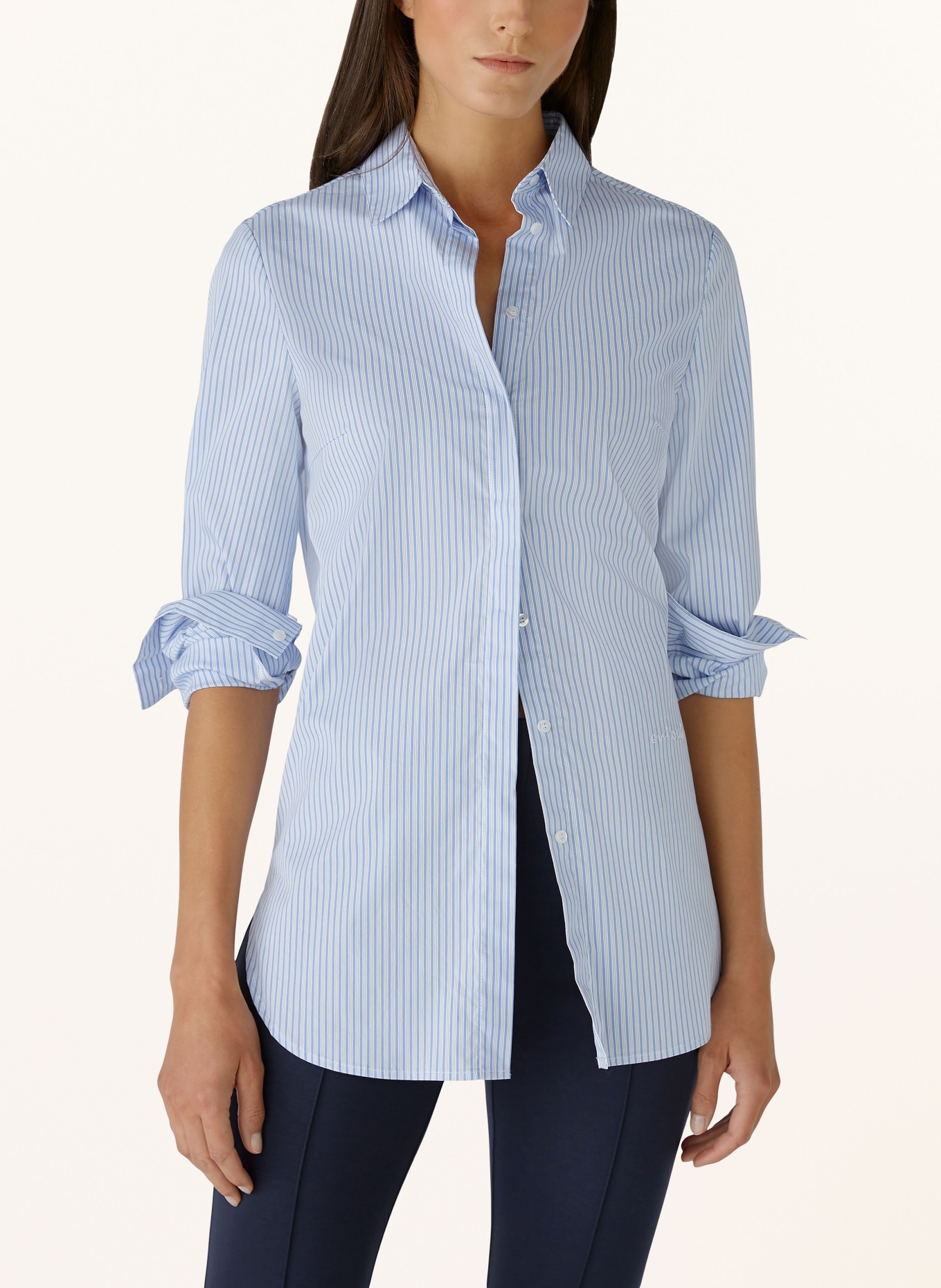 oui Shirt blouse, Color: LIGHT BLUE/ WHITE (Image 4)