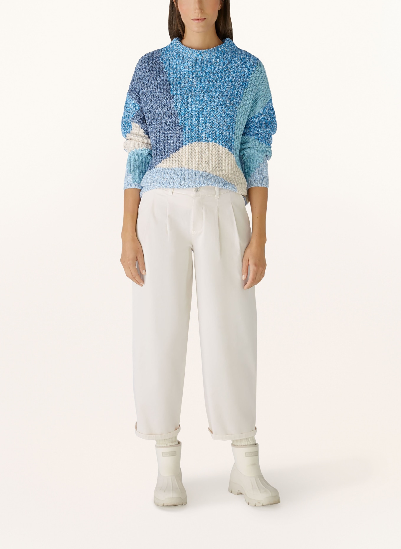 oui Sweater, Color: BLUE/ LIGHT BLUE/ WHITE (Image 2)