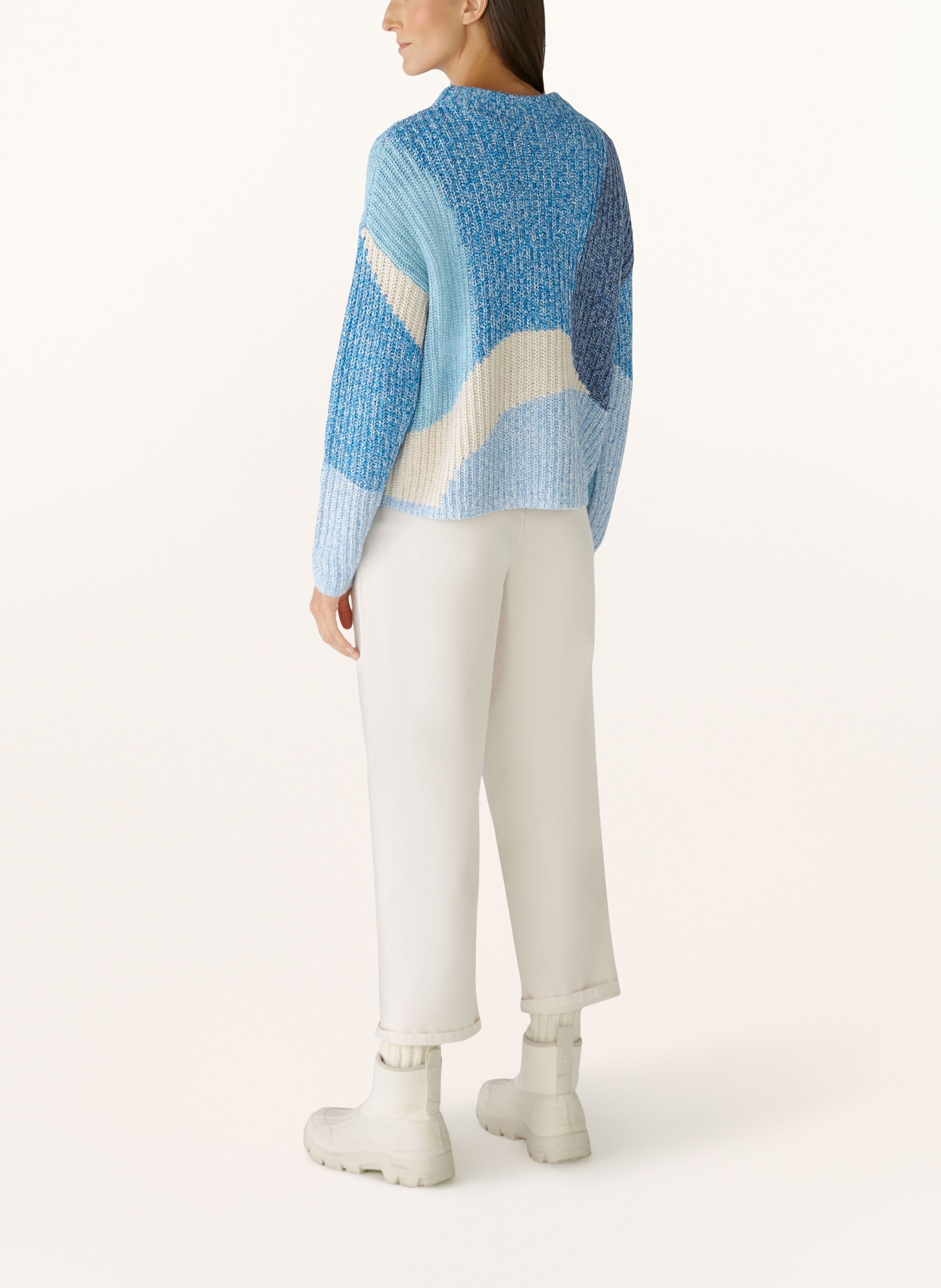 oui Sweater, Color: BLUE/ LIGHT BLUE/ WHITE (Image 3)