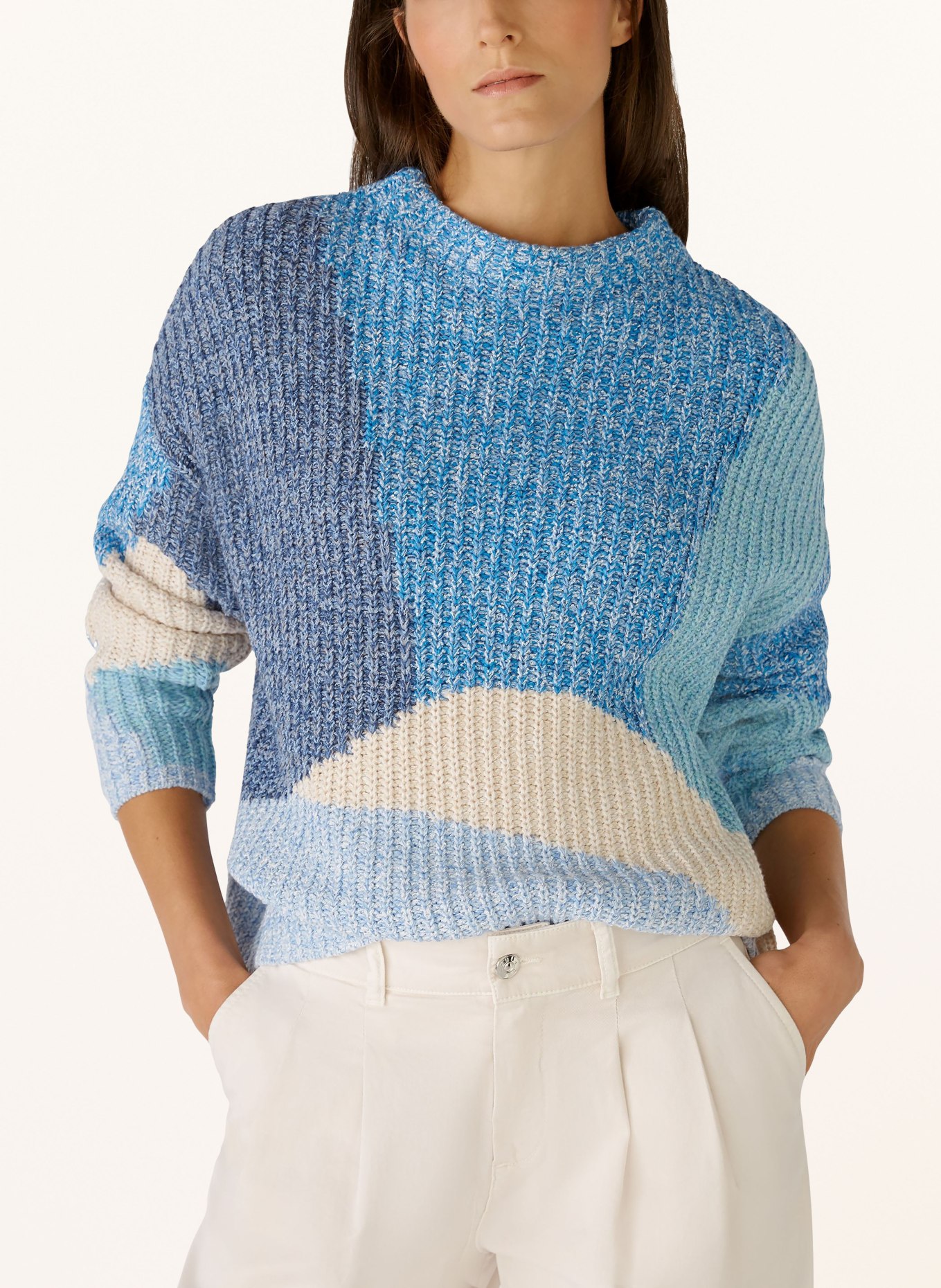 oui Sweater, Color: BLUE/ LIGHT BLUE/ WHITE (Image 4)