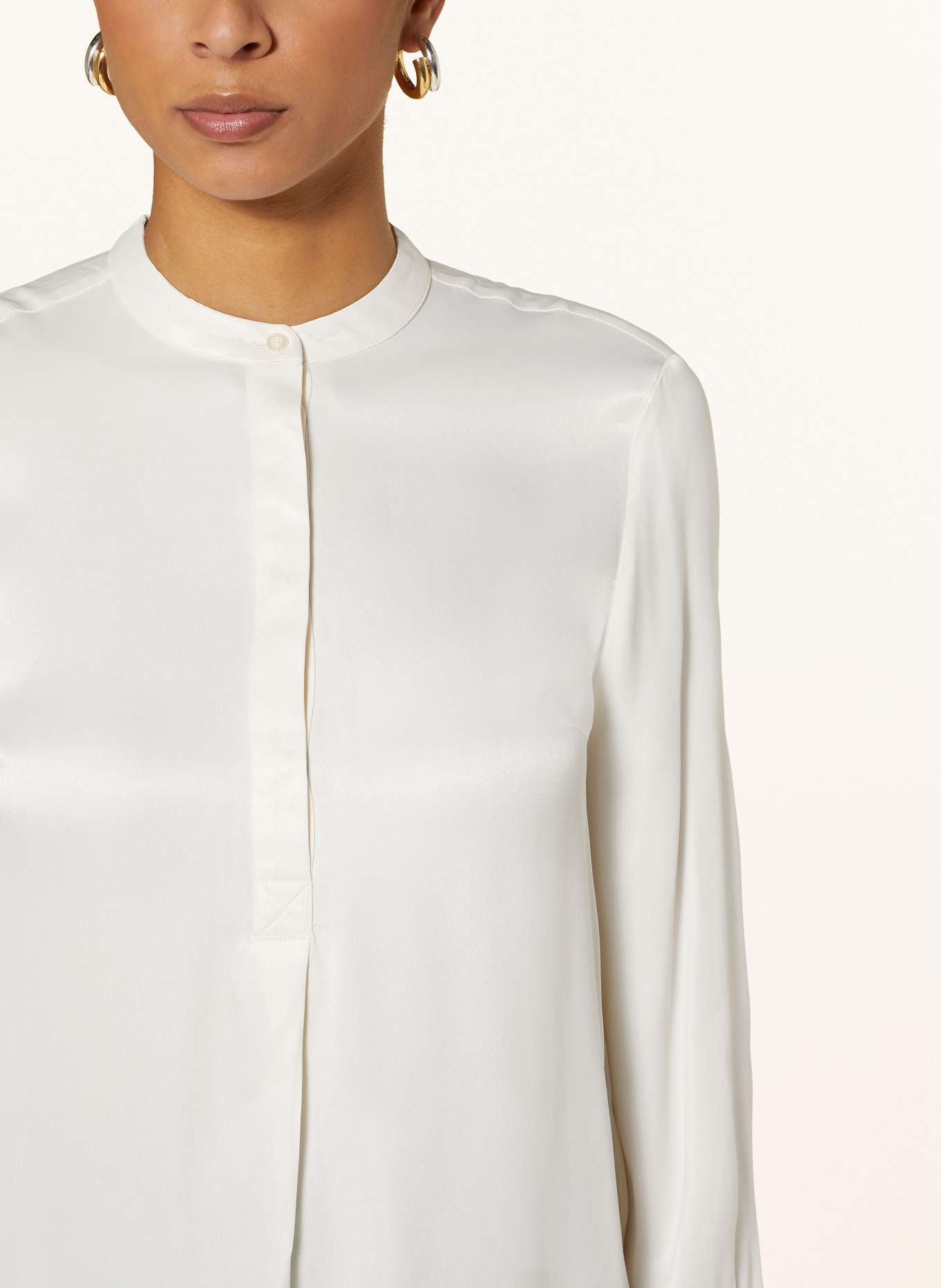 oui Shirt blouse in satin, Color: ECRU (Image 4)
