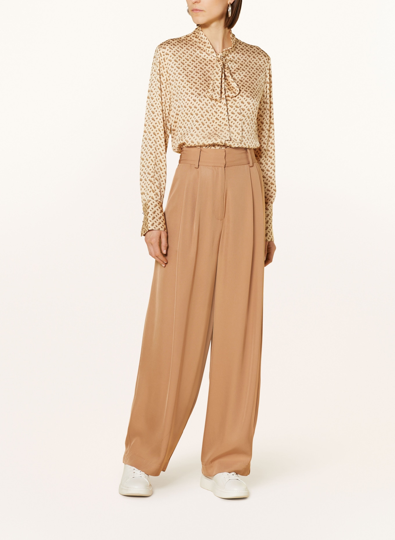 BOSS Bow-tie blouse BITOA with silk, Color: CREAM/ BROWN/ LIGHT BROWN (Image 2)