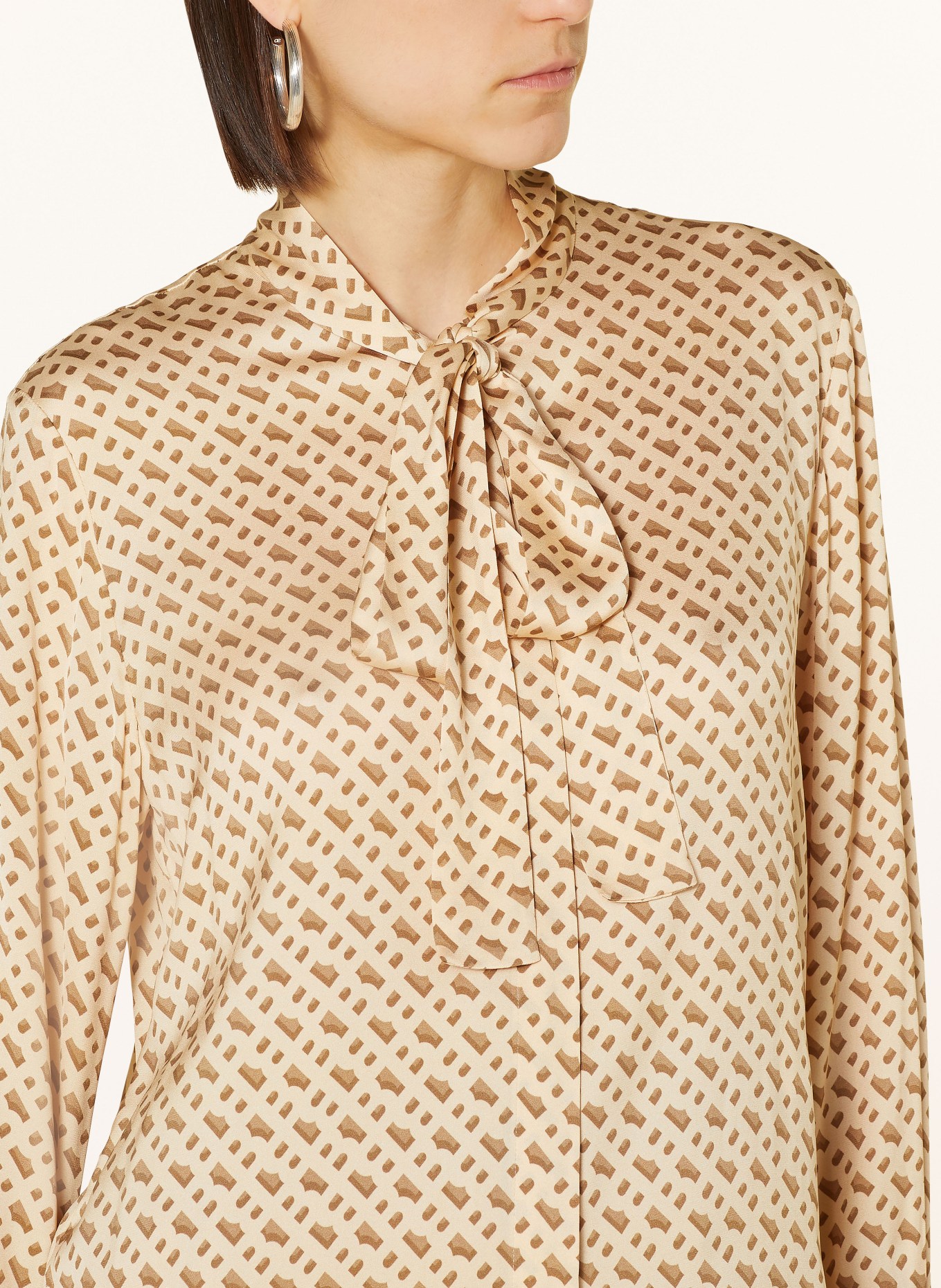 BOSS Bow-tie blouse BITOA with silk, Color: CREAM/ BROWN/ LIGHT BROWN (Image 4)