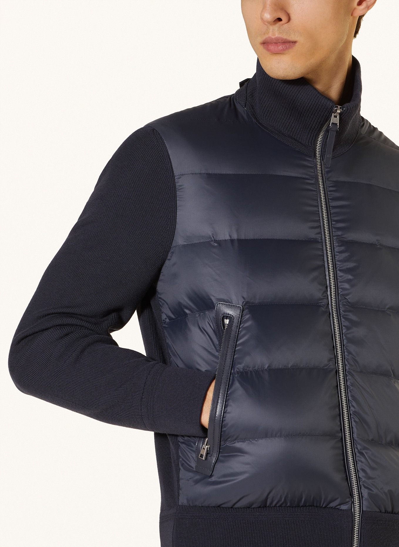 TOM FORD Down jacket in mixed materials, Color: DARK BLUE (Image 4)