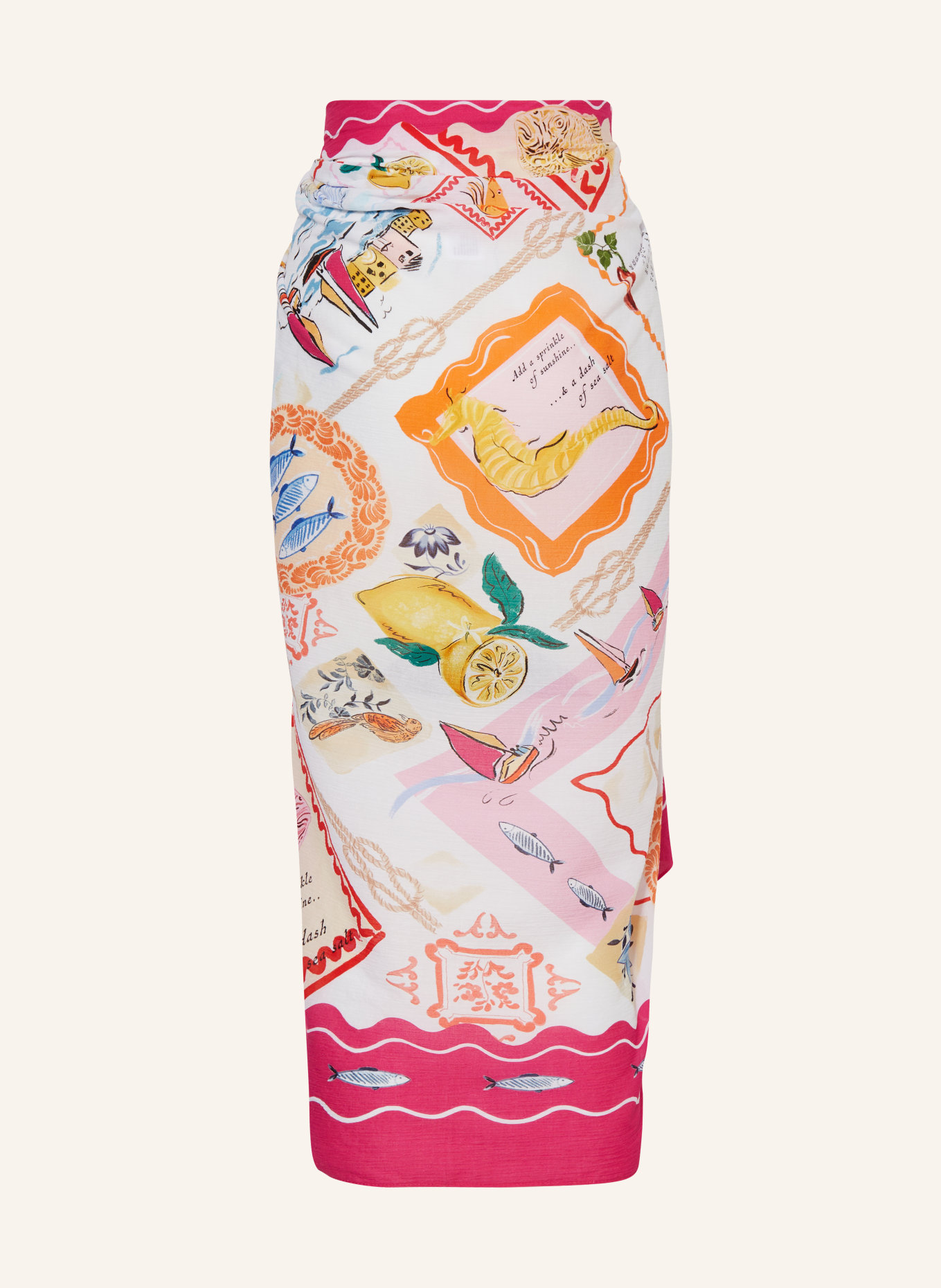 SEAFOLLY Sarong WISH YOU WERE HERE, Color: FUCHSIA/ WHITE/ BLUE (Image 2)