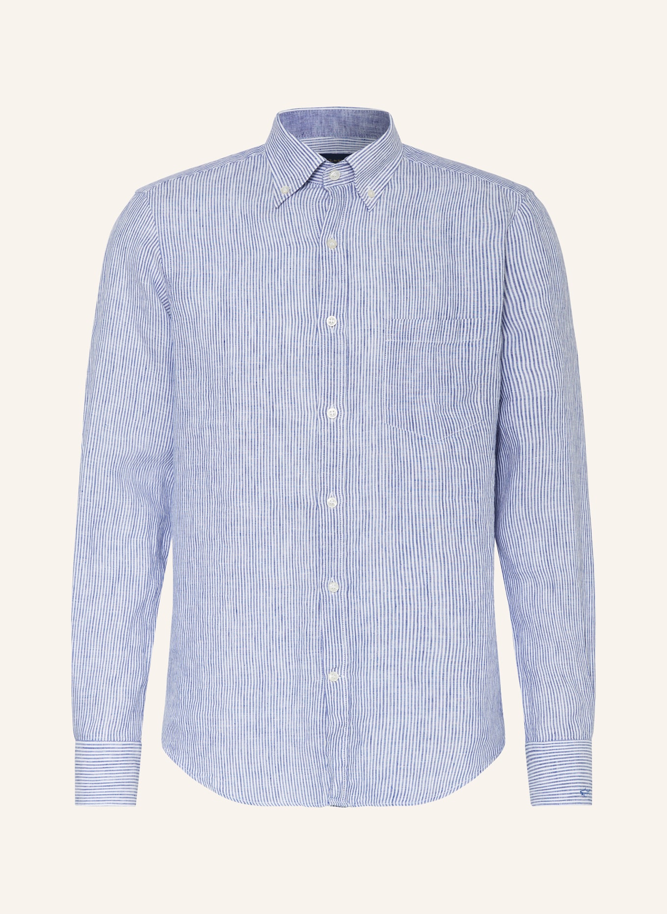 PAUL & SHARK Linen shirt comfort fit, Color: WHITE/ DARK BLUE (Image 1)