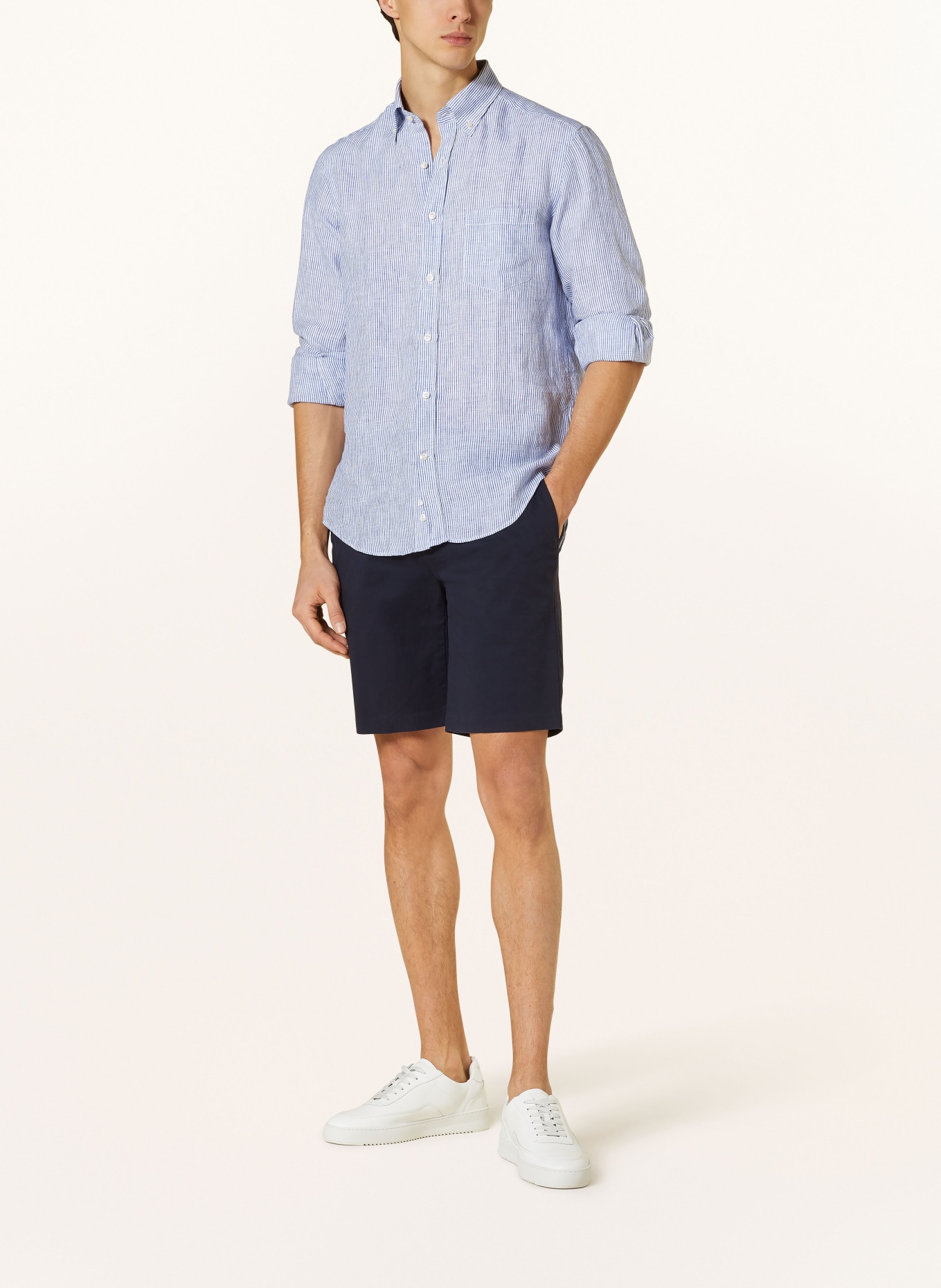 PAUL & SHARK Linen shirt comfort fit, Color: WHITE/ DARK BLUE (Image 2)