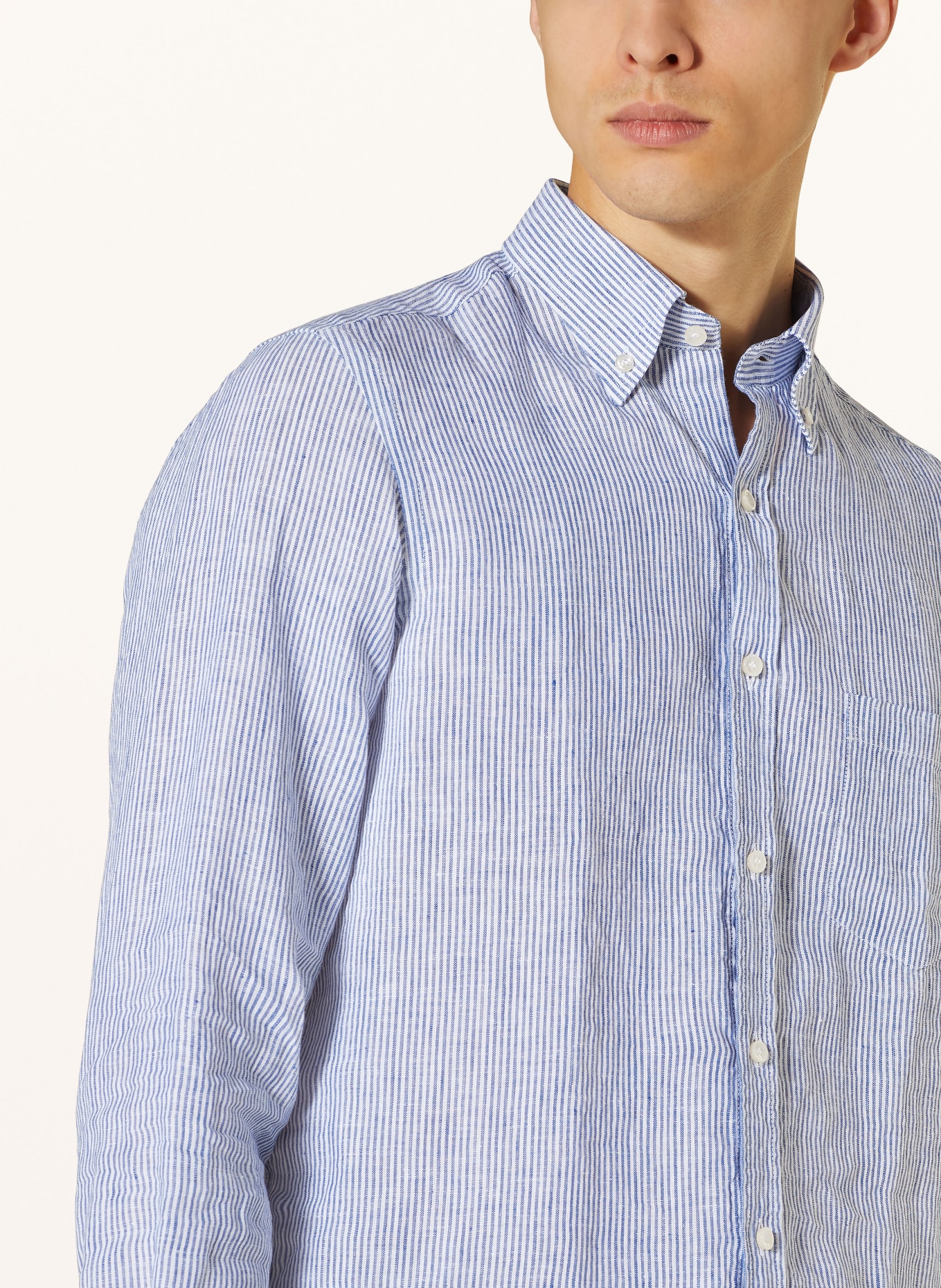 PAUL & SHARK Linen shirt comfort fit, Color: WHITE/ DARK BLUE (Image 4)