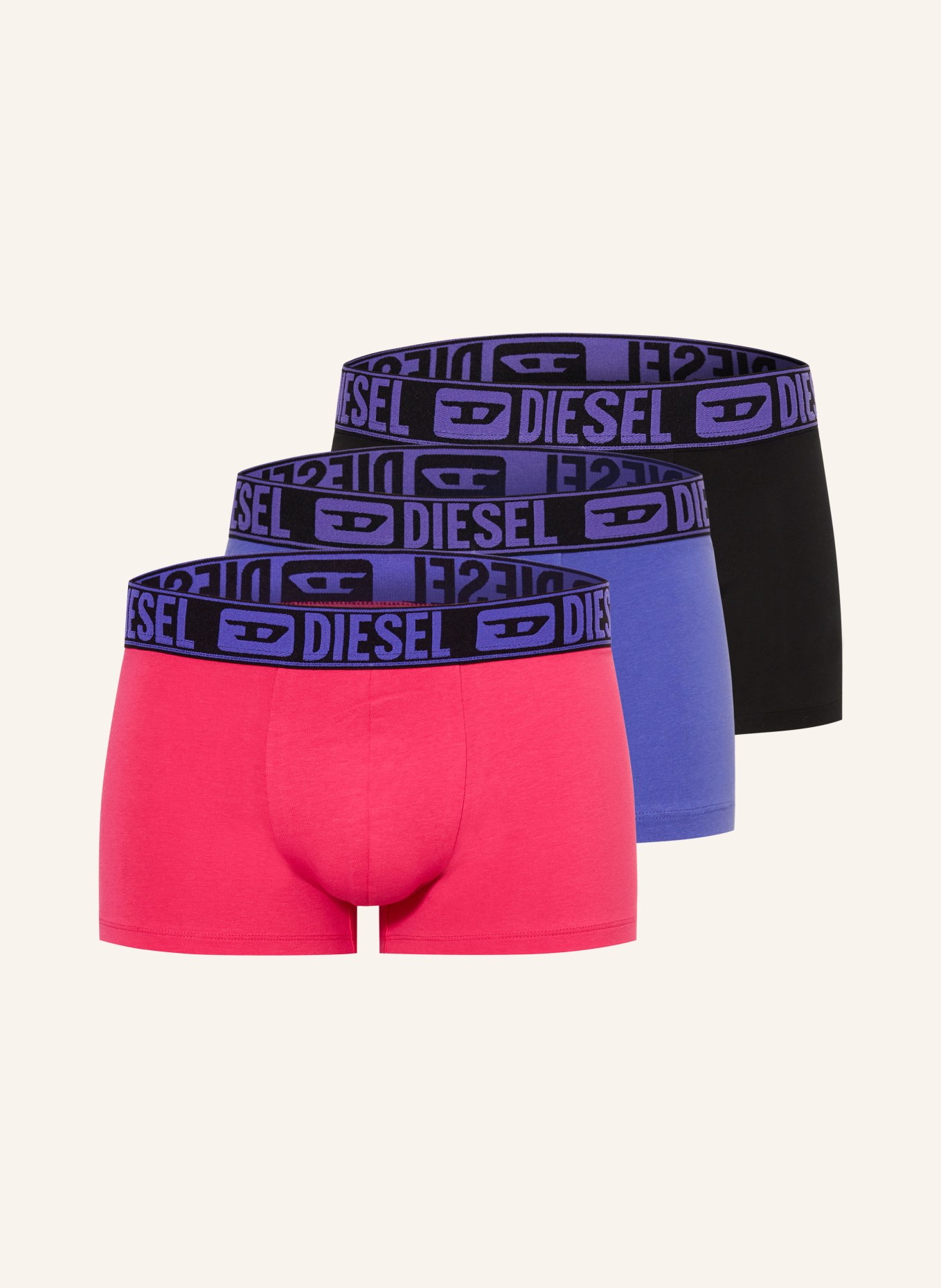 DIESEL 3-pack boxer shorts DAMIEN, Color: BLACK/ PURPLE/ PINK (Image 1)