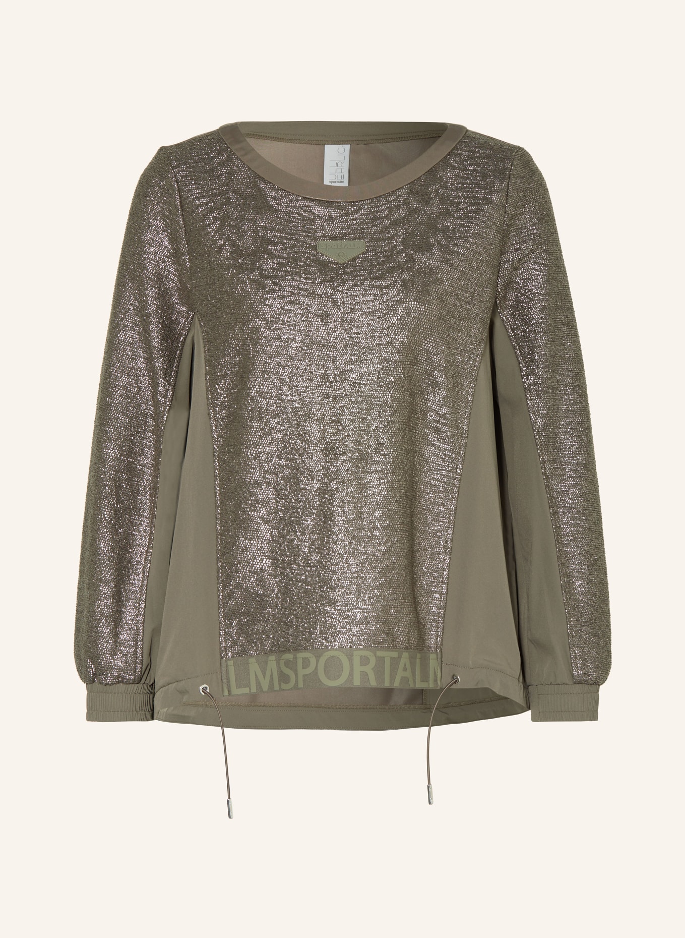 ULLI EHRLICH SPORTALM Bluza nierozpinana z mieszanki materiałów, Kolor: KHAKI/ SREBRNY (Obrazek 1)