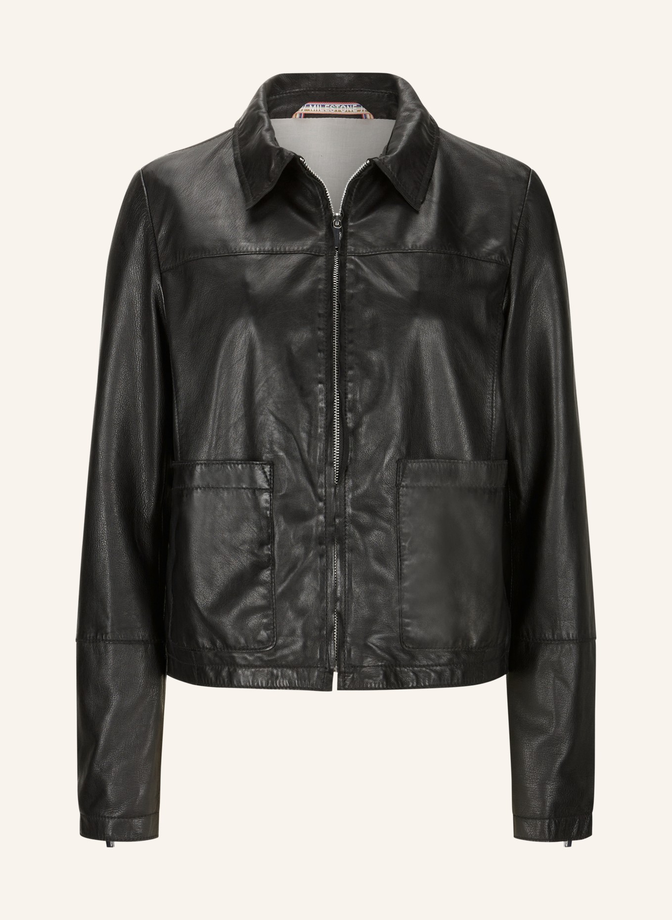 MILESTONE Leather jacket MSMALLOW, Color: BLACK (Image 1)