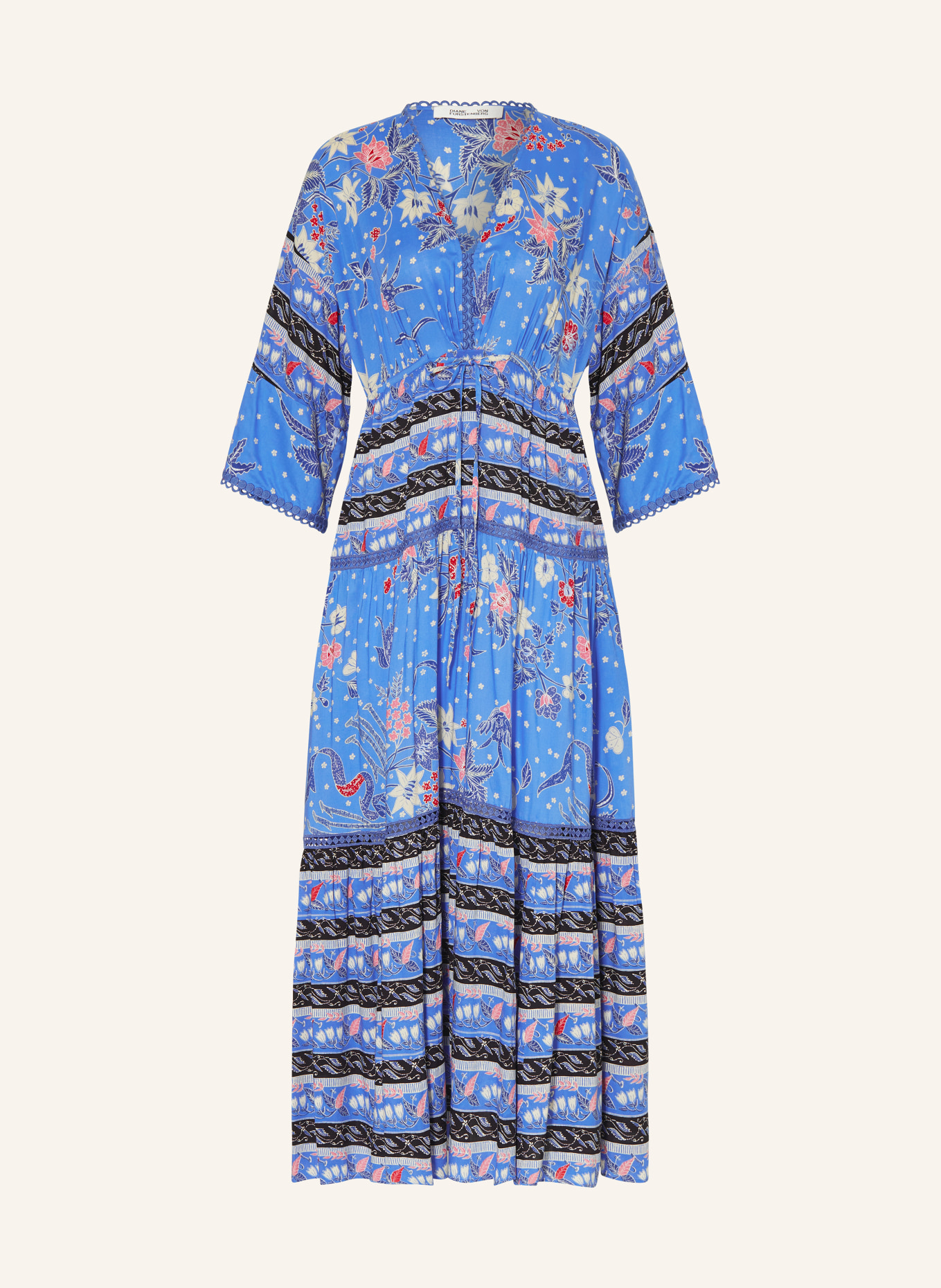 DIANE VON FURSTENBERG Dress BORIS with 3/4 sleeves, Color: BLUE/ DARK BLUE/ PINK (Image 1)