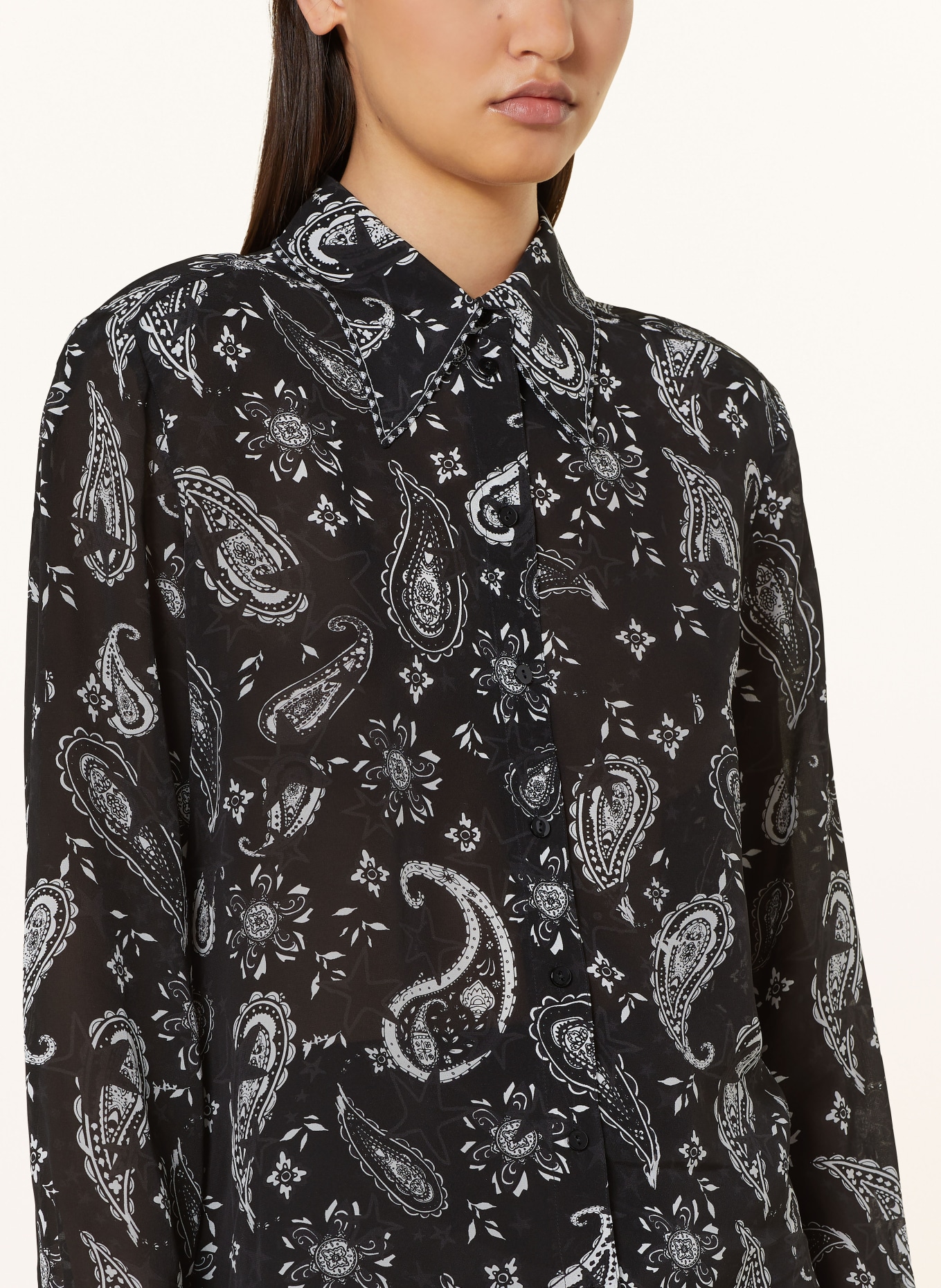 Lala Berlin Shirt blouse with silk, Color: BLACK/ WHITE (Image 4)