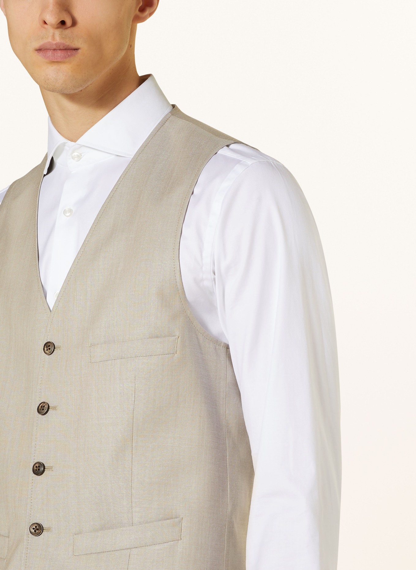 Roy Robson Suit vest slim fit, Color: A250 BEIGE/KHAKI (Image 4)