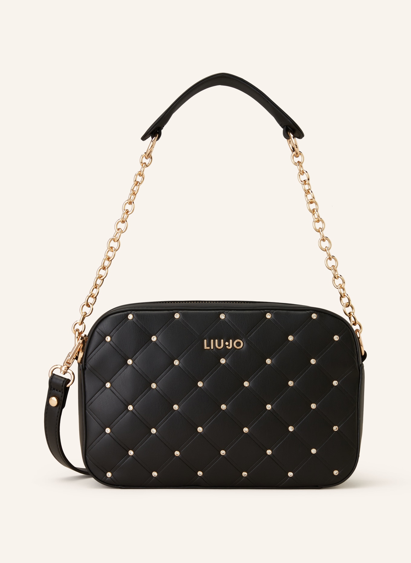 LIU JO Crossbody bag with decorative gems, Color: BLACK (Image 1)