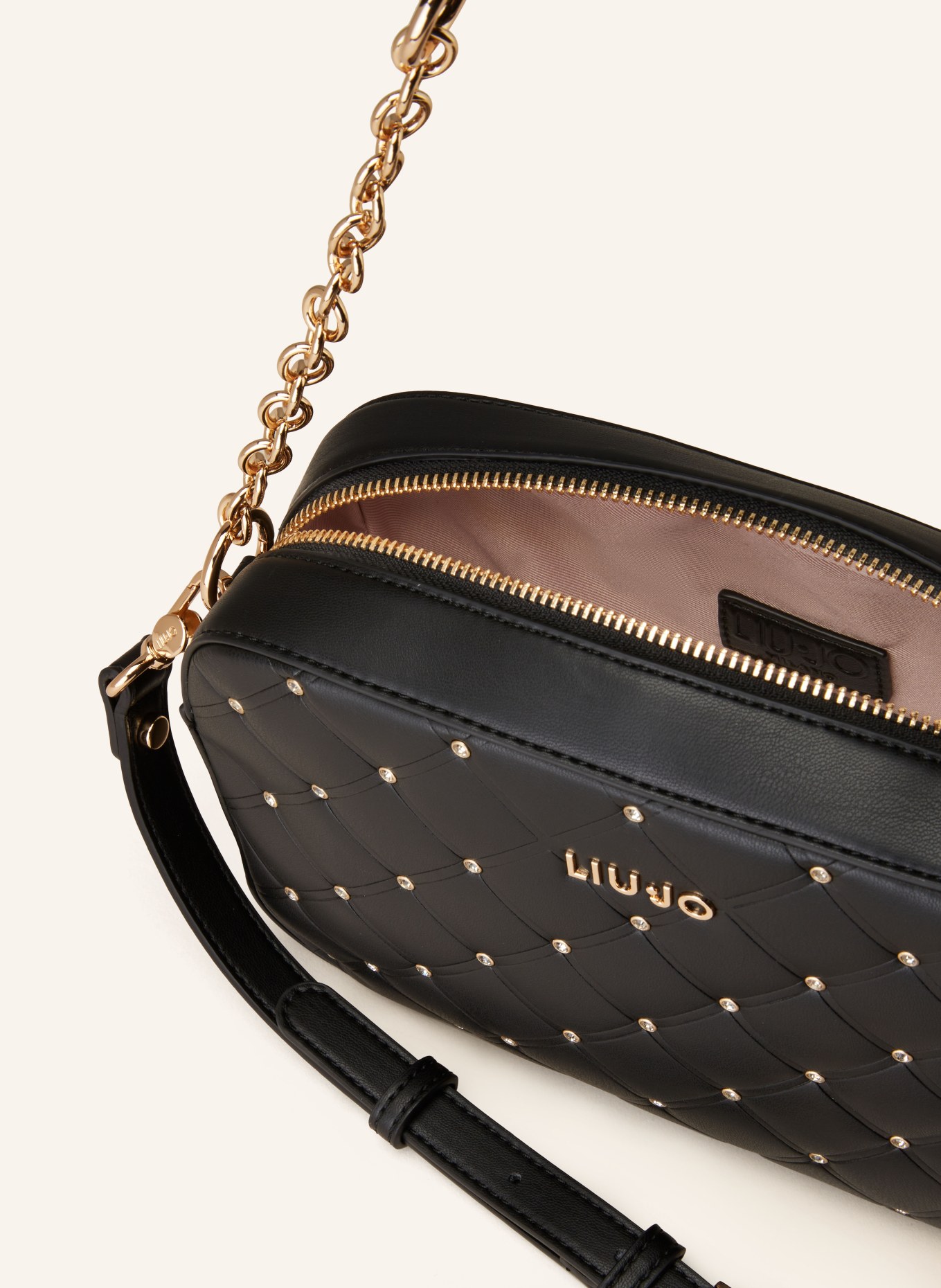 LIU JO Crossbody bag with decorative gems, Color: BLACK (Image 3)