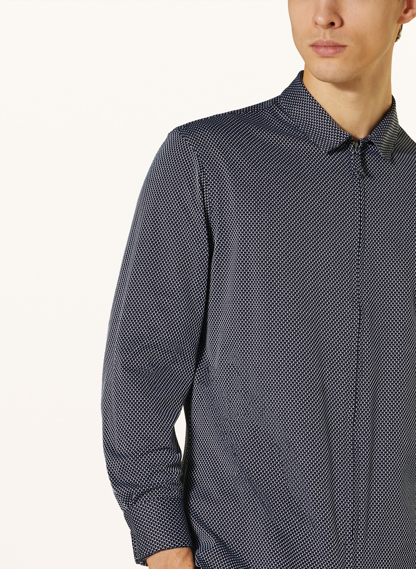 GIORGIO ARMANI Shirt slim fit, Color: DARK BLUE/ WHITE (Image 4)