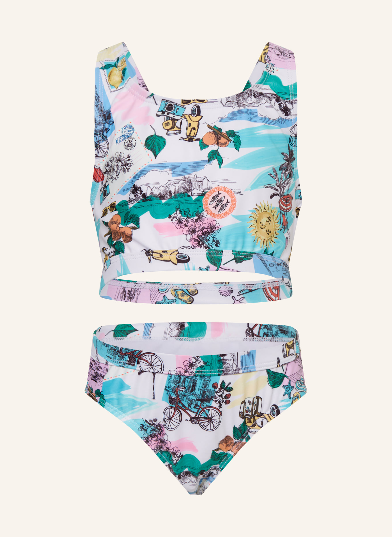 SEAFOLLY Bustier-Bikini AMALAFI COAST CUTAWAY, Farbe: WEISS/ BLAU/ ROSA (Bild 1)