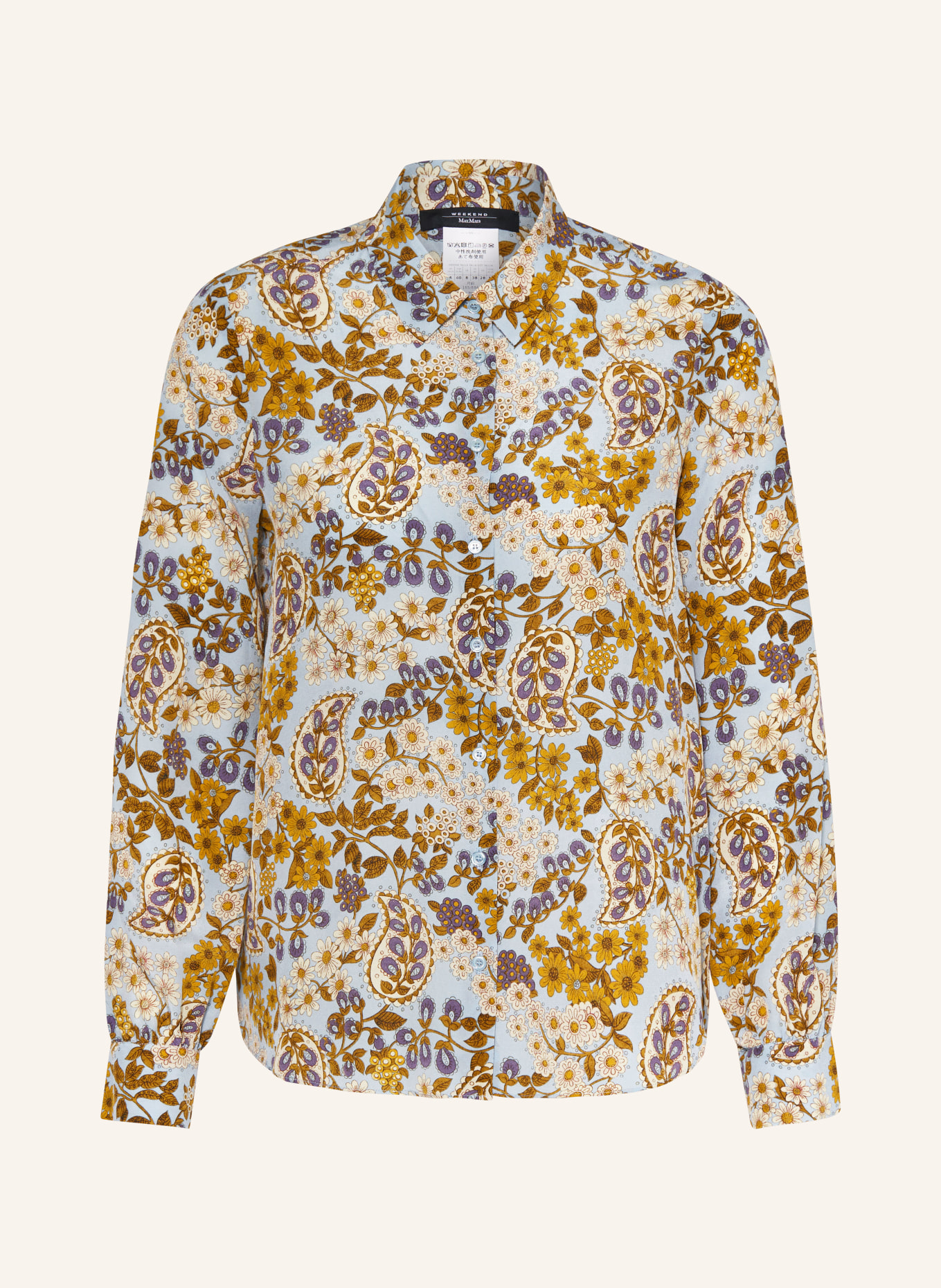 WEEKEND MaxMara Silk blouse BELFAST, Color: LIGHT BLUE/ PURPLE/ BROWN (Image 1)