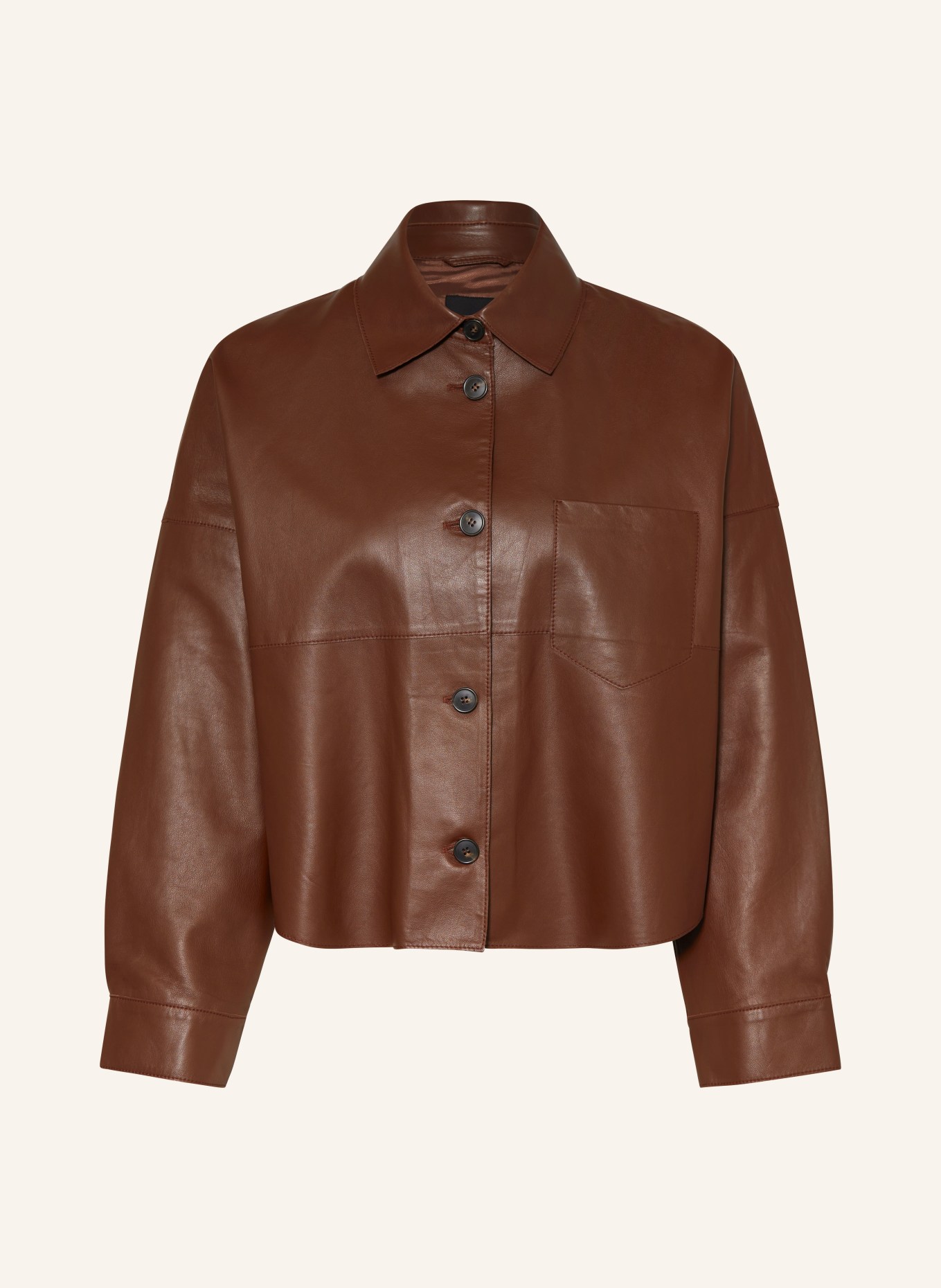 WEEKEND MaxMara Leather jacket VORTICE, Color: DARK BROWN (Image 1)