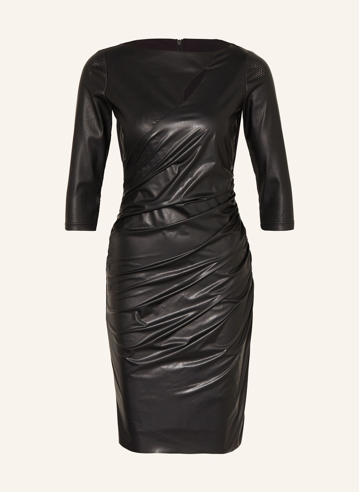 SPORTALM Sheath dress in mixed materials with cut-out, Color: BLACK (Image 1)