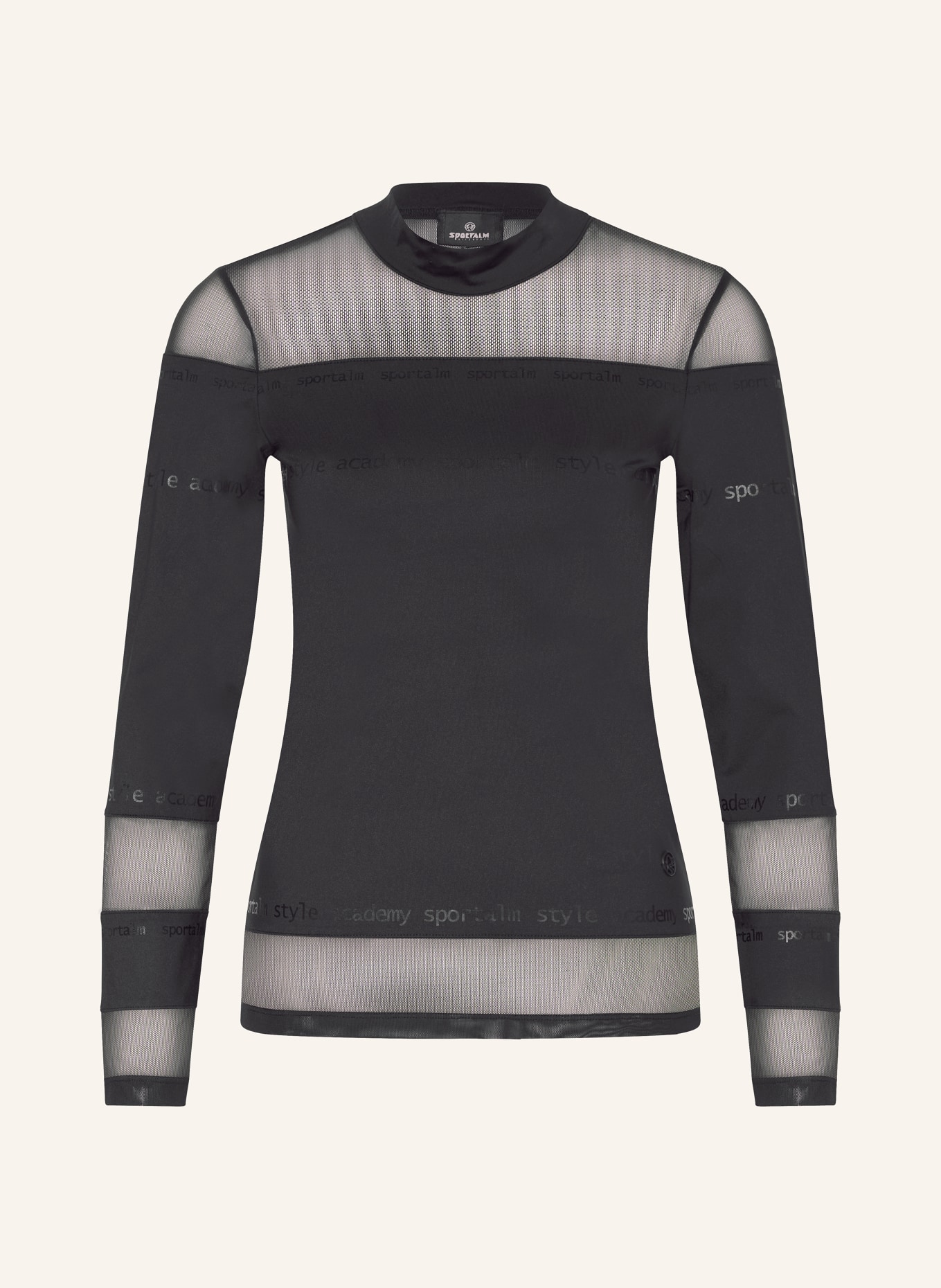 SPORTALM Long sleeve shirt in mixed materials, Color: BLACK (Image 1)