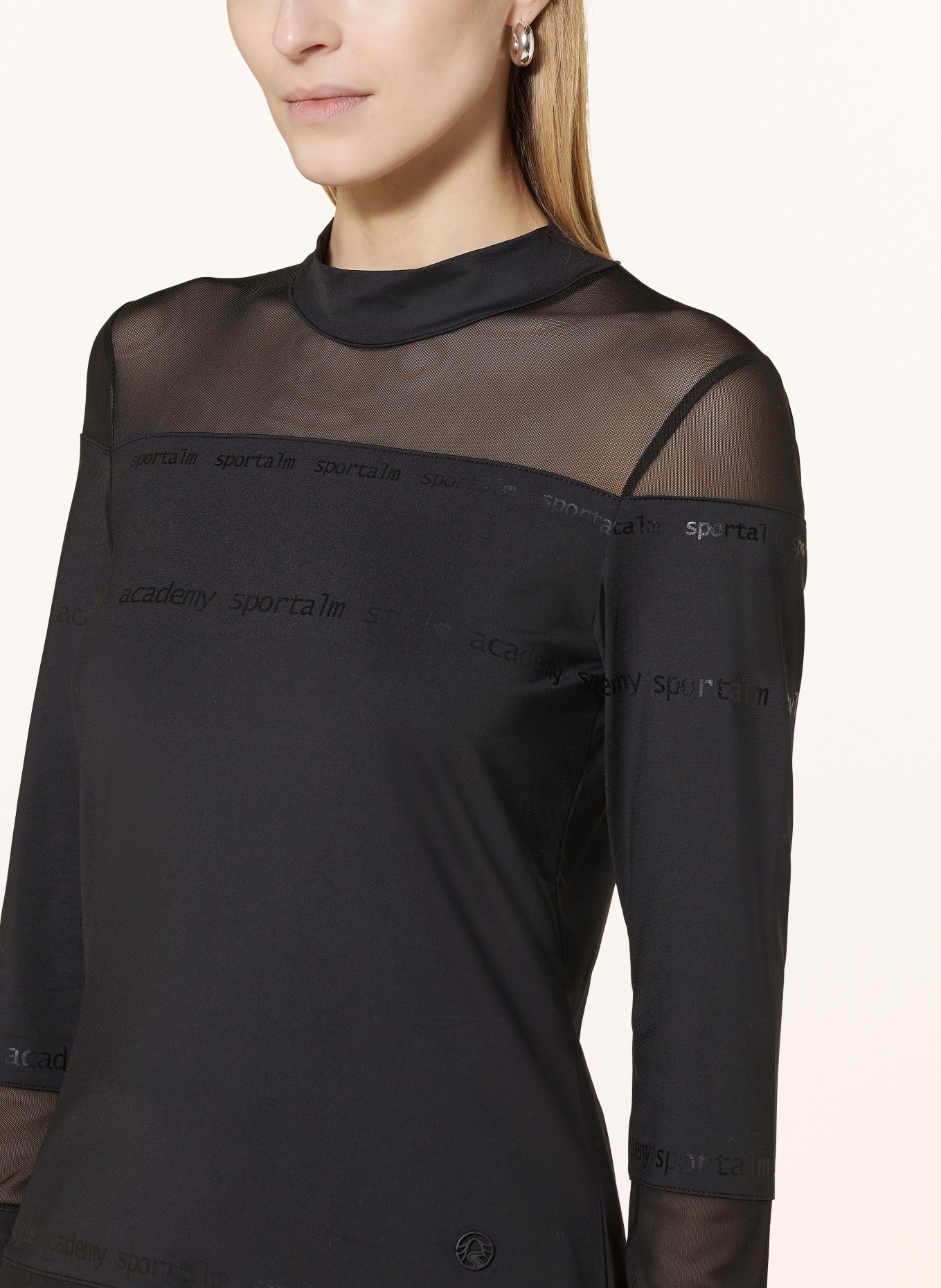 SPORTALM Long sleeve shirt in mixed materials, Color: BLACK (Image 4)