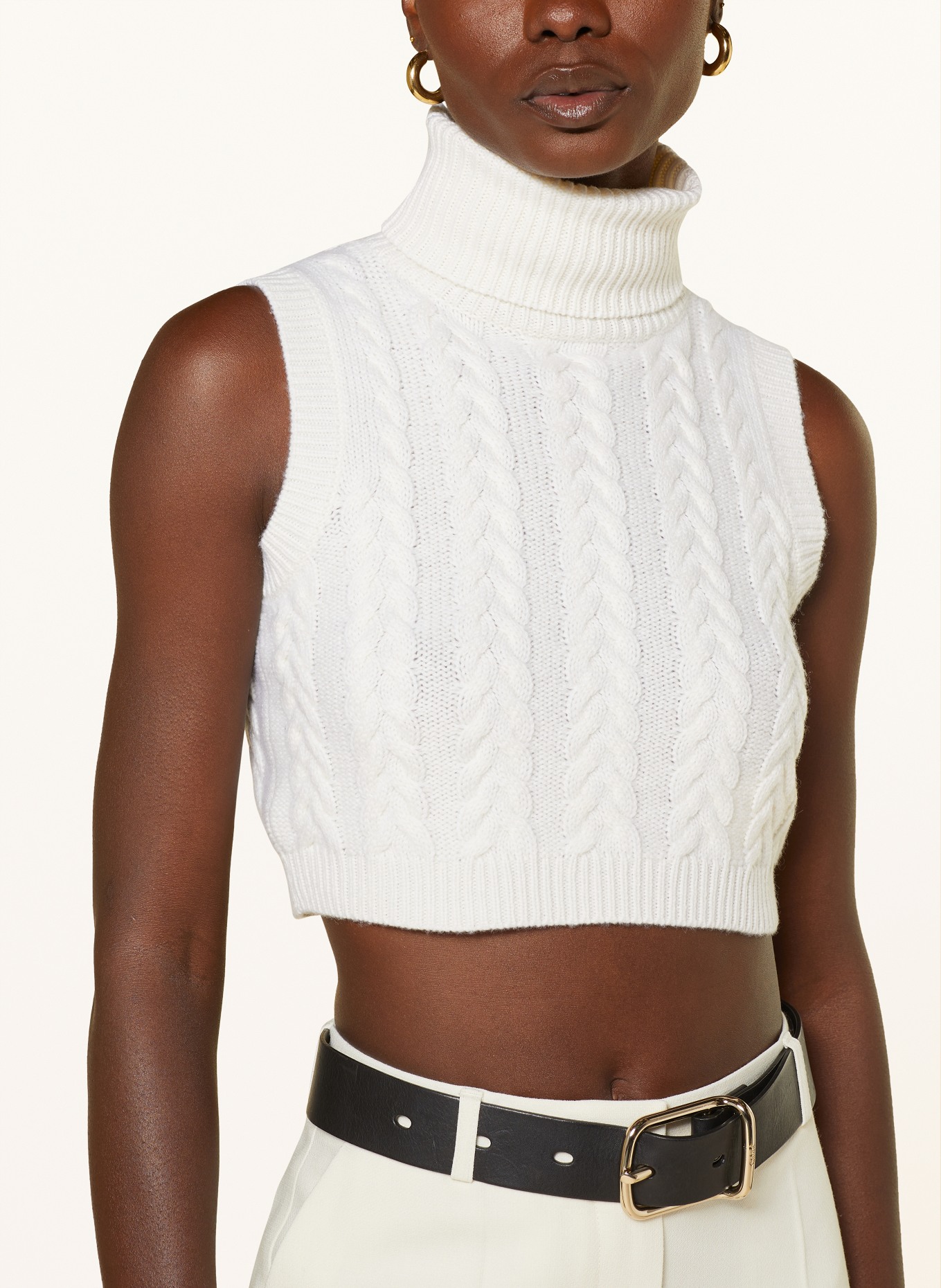 Max Mara Cropped sweater vest OSCURO with cashmere, Color: ECRU (Image 4)