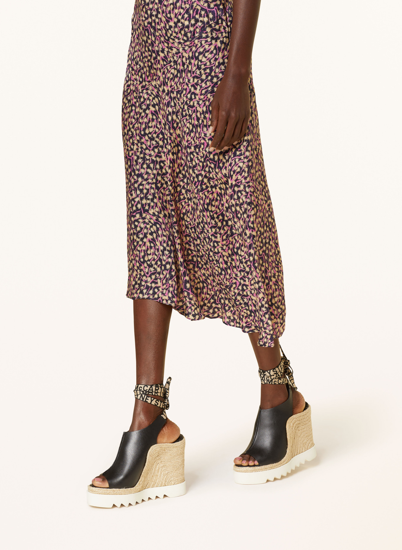 ISABEL MARANT Skirt LISANNE with silk, Color: BLACK/ PINK/ CREAM (Image 4)