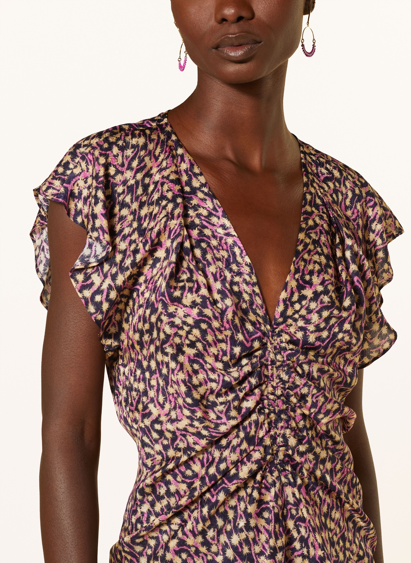 ISABEL MARANT Shirt blouse LONEA with silk, Color: DARK PURPLE/ PURPLE/ BEIGE (Image 4)