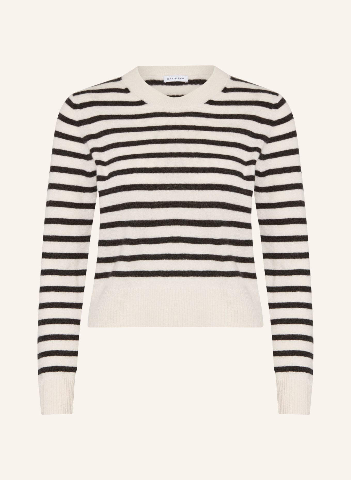 MRS & HUGS Cashmere-Pullover, Farbe: CREME/ DUNKELGRAU (Bild 1)