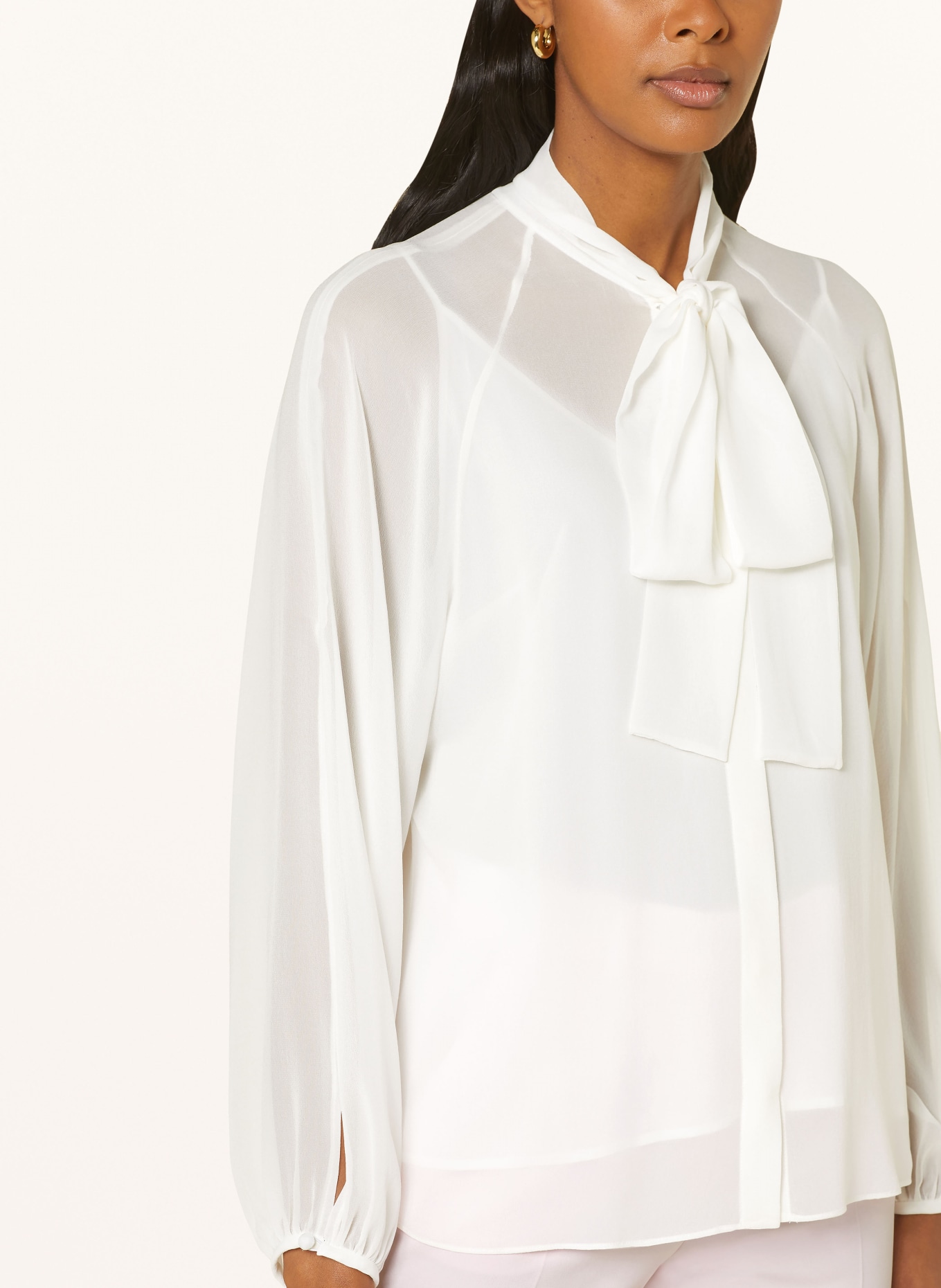 MaxMara STUDIO Bow-tie blouse FASCINO in silk, Color: WHITE (Image 4)