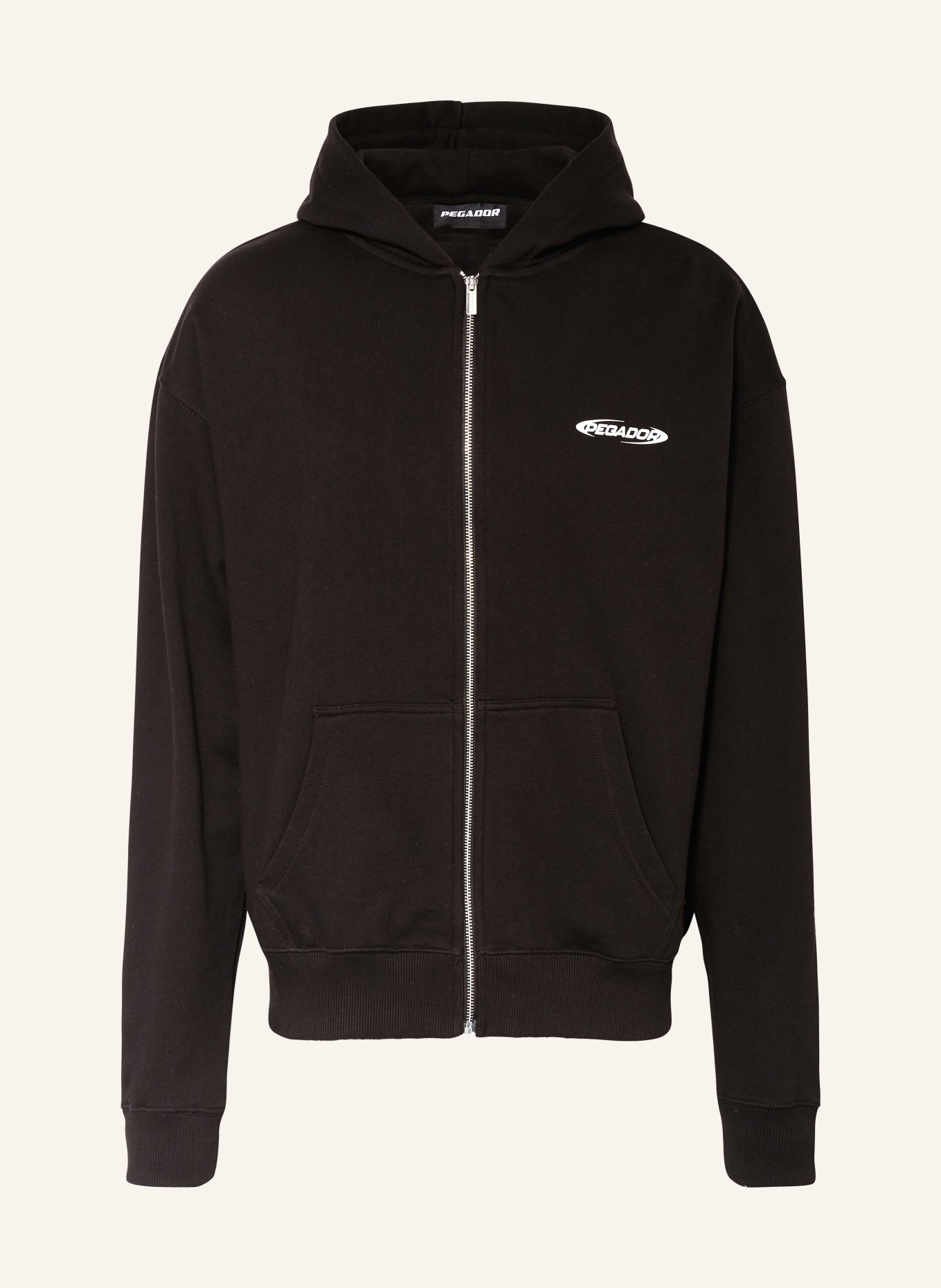 PEGADOR Oversized sweat jacket CRAIL, Color: BLACK/ WHITE (Image 1)