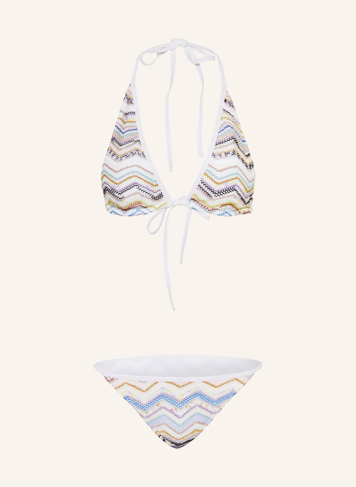 MISSONI Triangel-Bikini mit Glitzergarn, Farbe: WEISS/ BLAU/ GOLD (Bild 1)