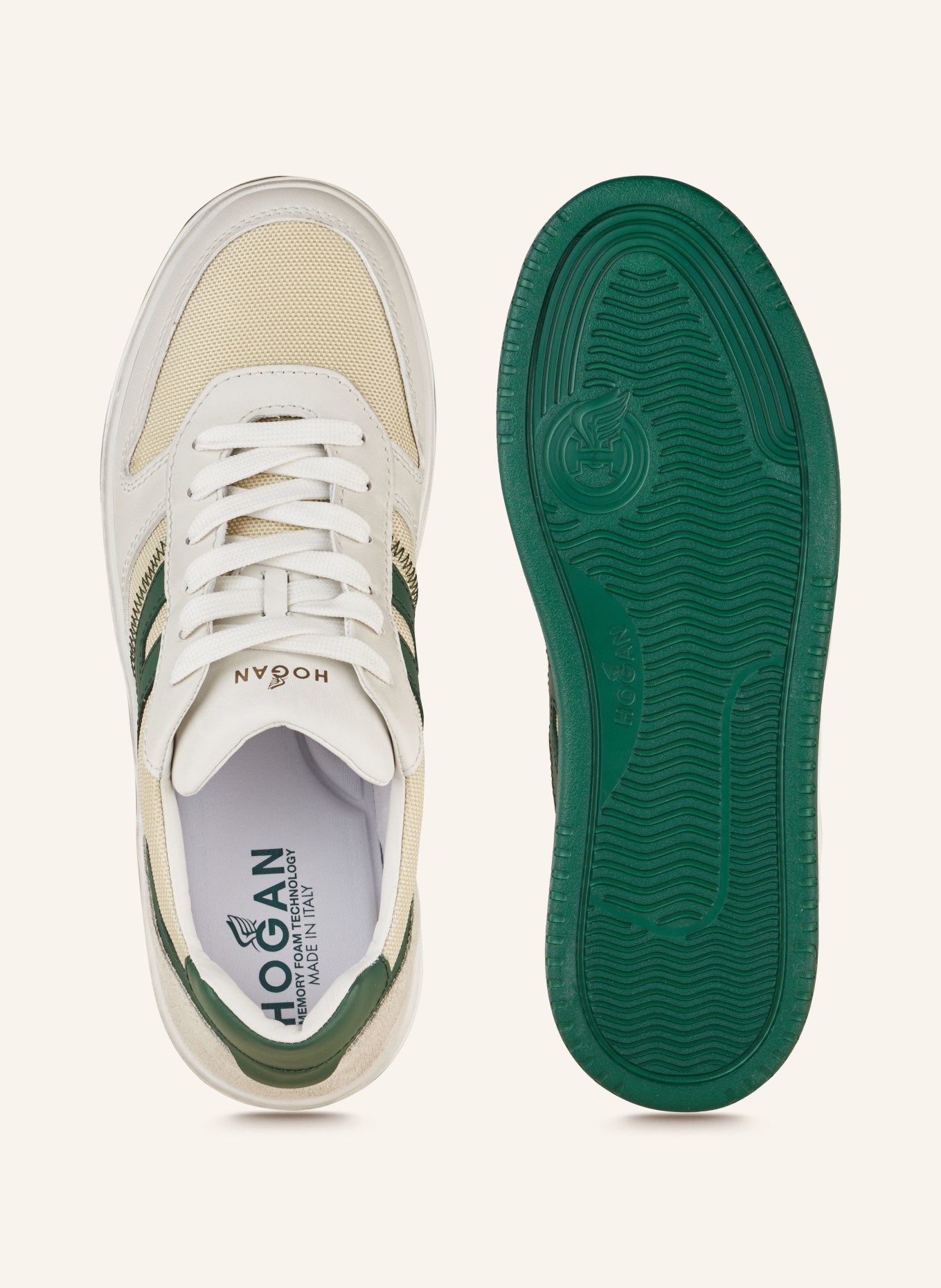 HOGAN Sneakers ALLACCIATO, Color: LIGHT GRAY/ ECRU/ GREEN (Image 5)