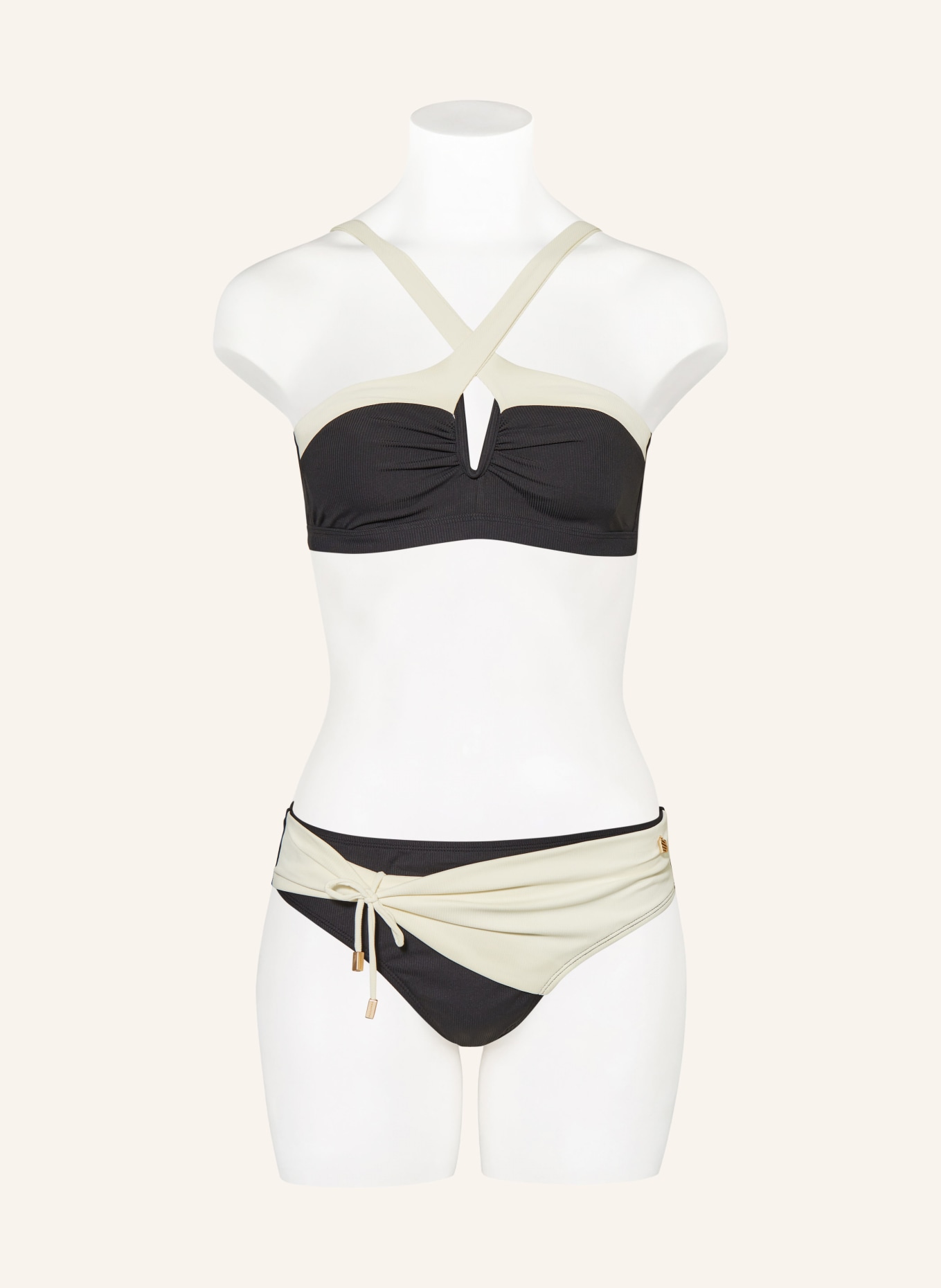 BEACHLIFE Basic bikini bottoms VANILLA & BLACK, Color: ECRU/ BLACK (Image 2)