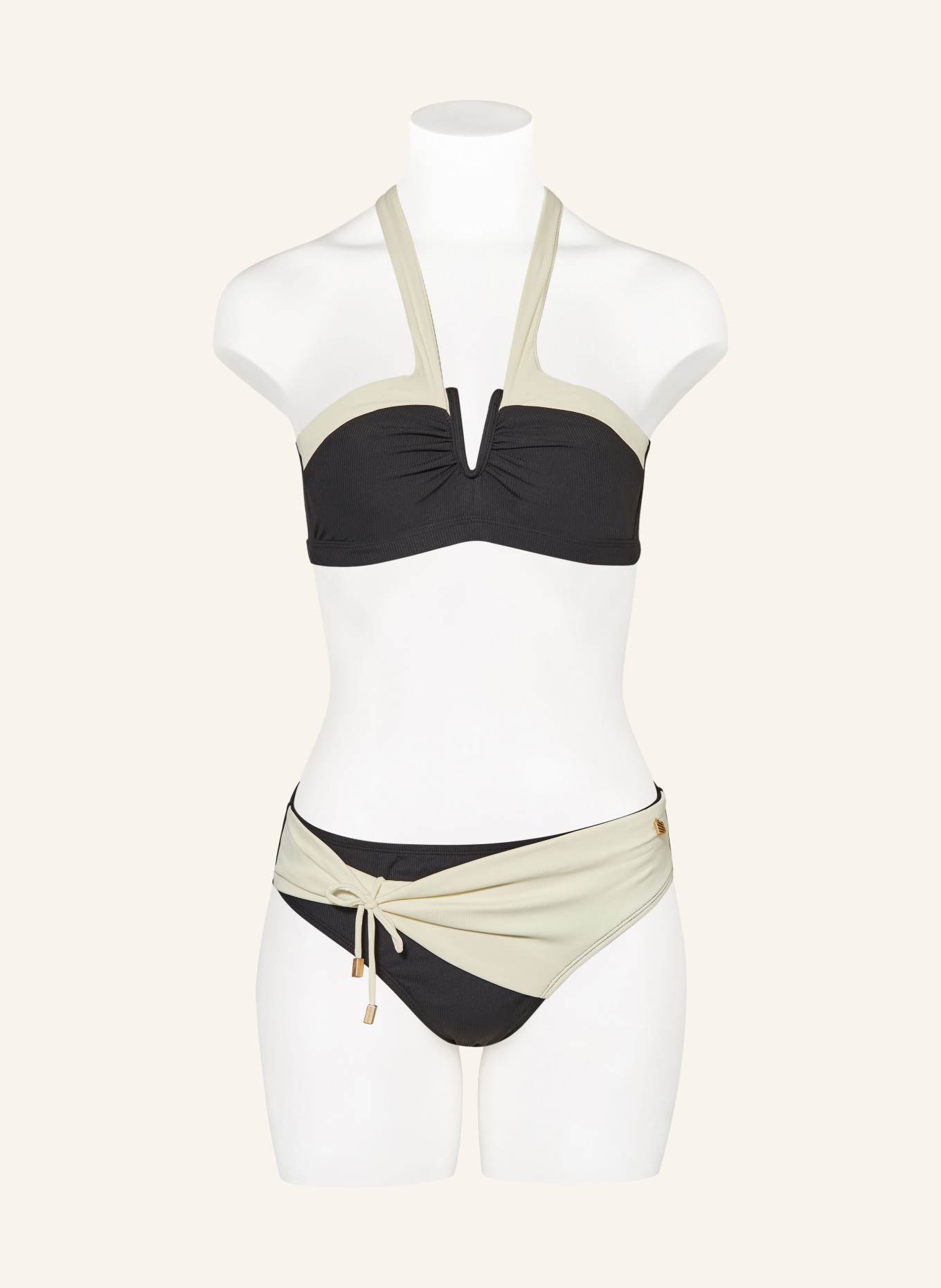 BEACHLIFE Góra od bikini z fiszbinami VANILLA & BLACK, Kolor: CZARNY/ ECRU (Obrazek 4)