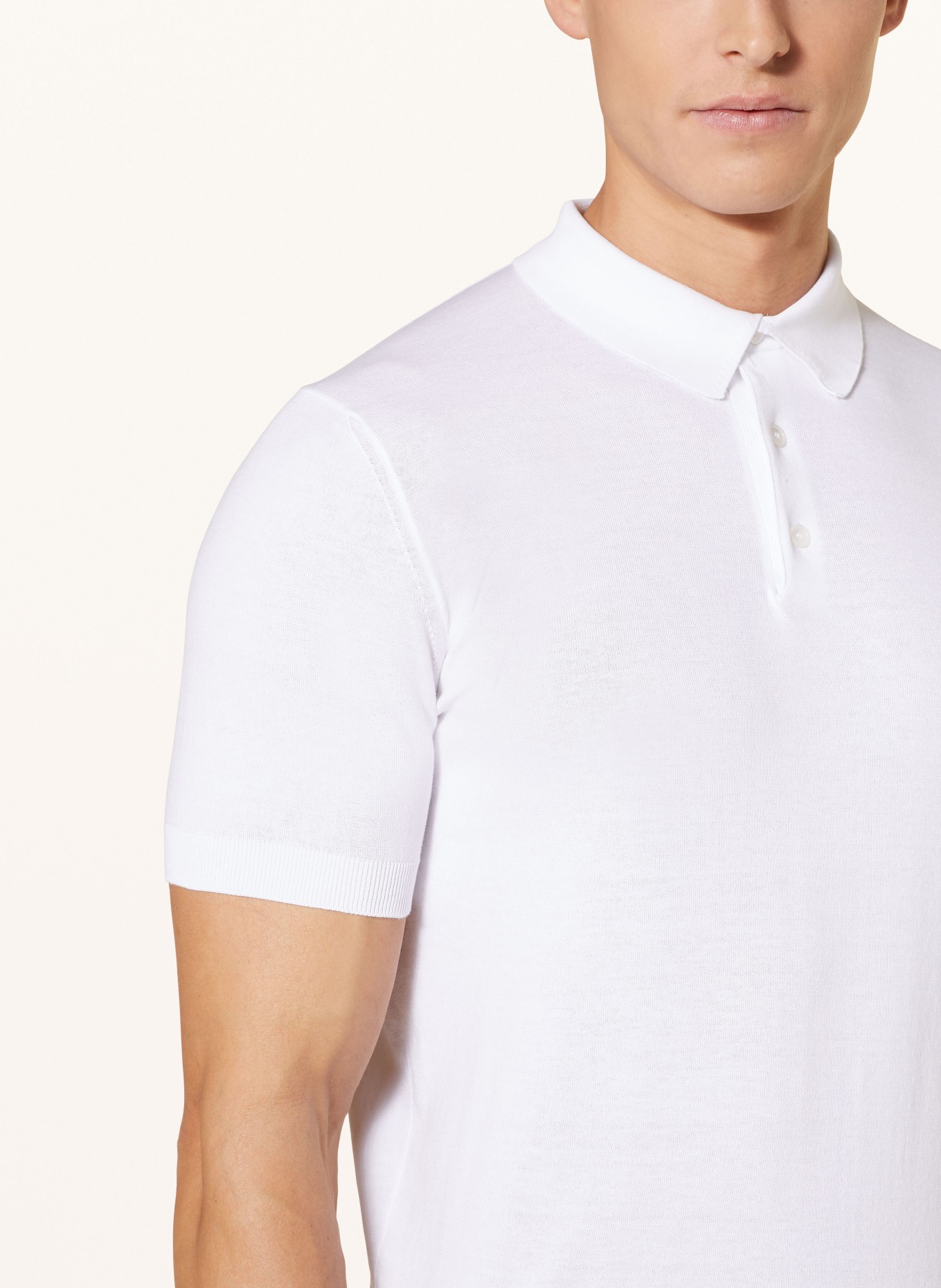FEDELI Knitted polo shirt, Color: WHITE (Image 4)